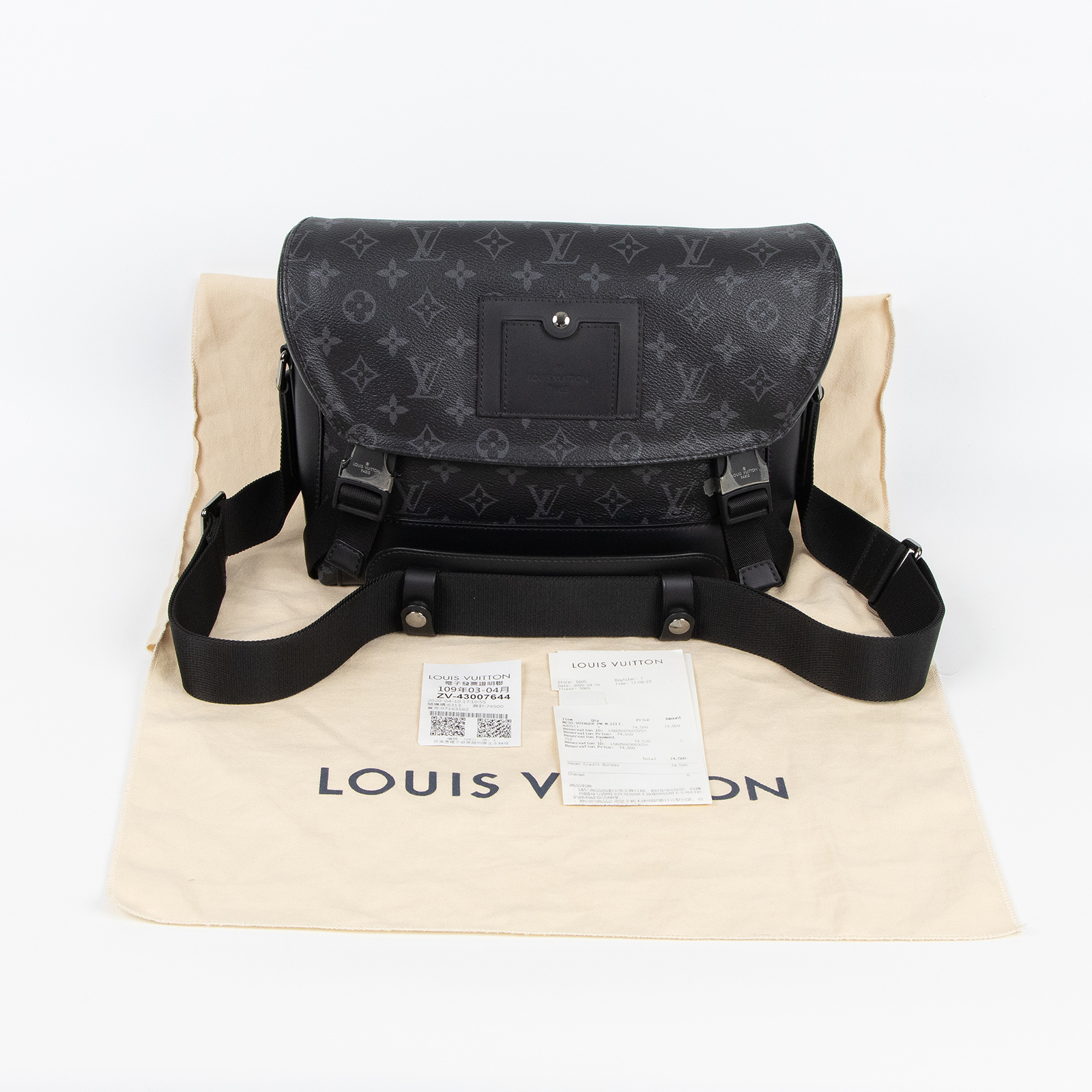 路易威登 LOUIS VUITTON Messenger PM Voyager Eclipse帆布 肩背 郵差包 黑色 M40511  防塵袋/購買證明