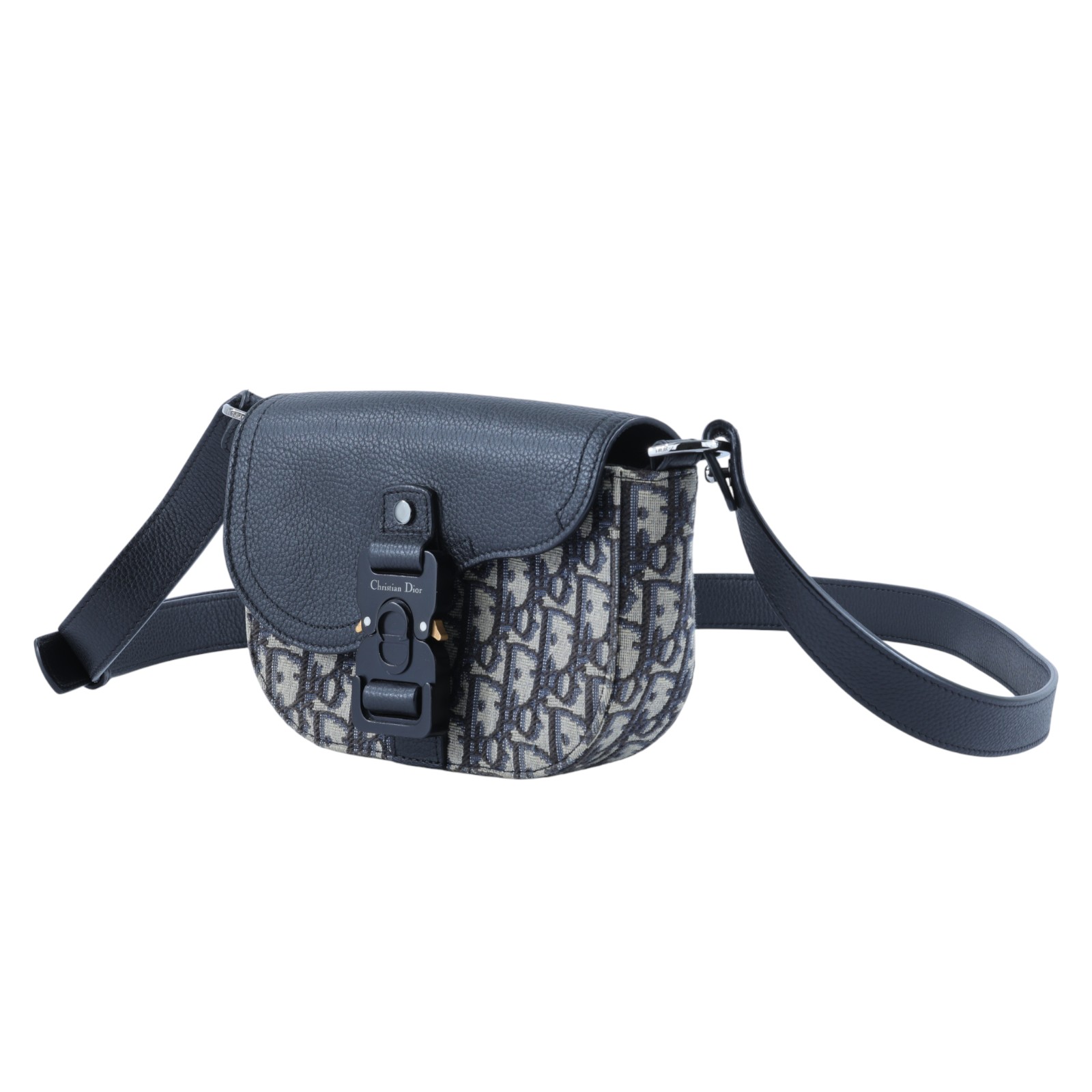 迪奧 CHRISTIAN DIOR Saddle 迷你 翻蓋 郵差包 2ADCA435YKS 黑迷你老花郵差包　五金小傷 購買證明