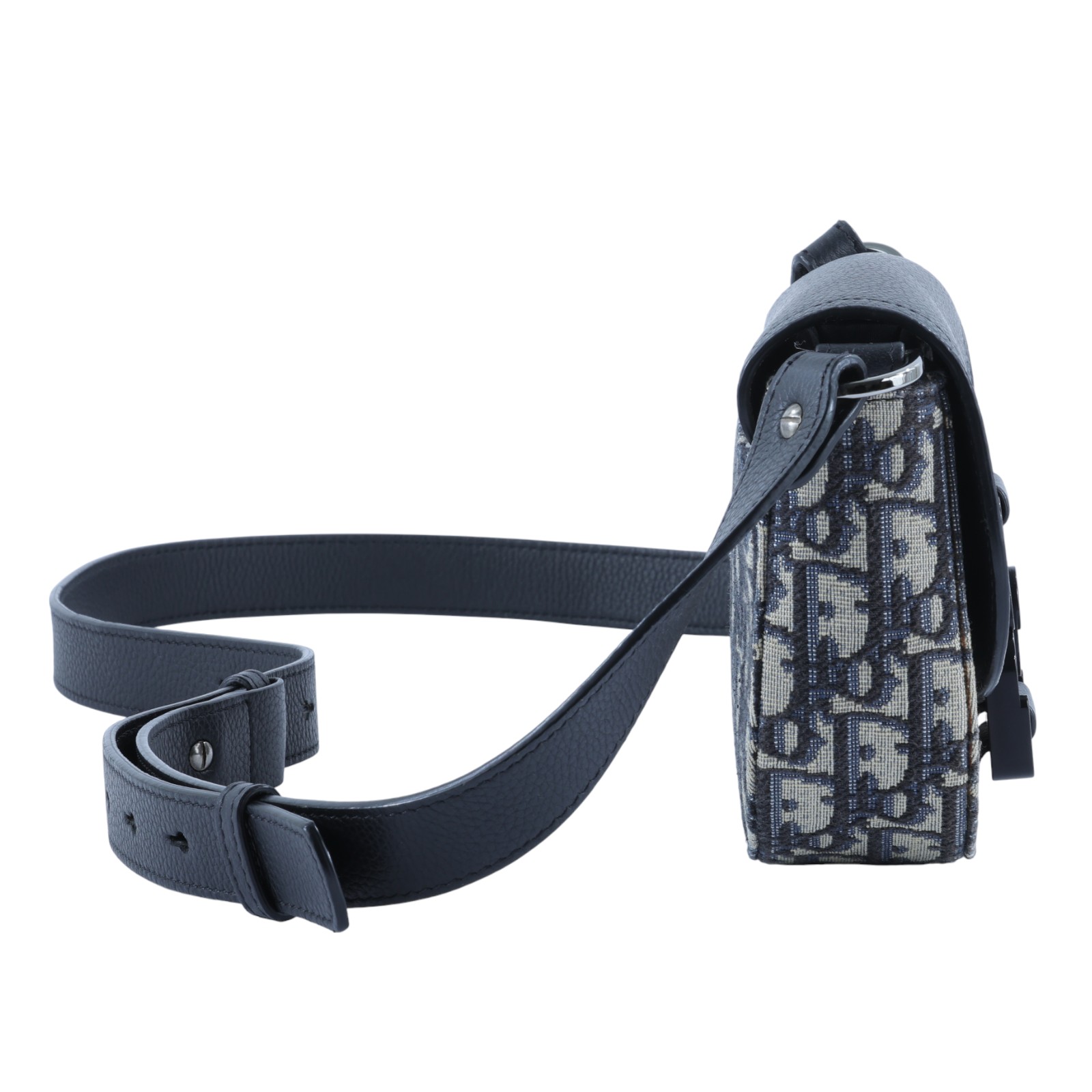 迪奧 CHRISTIAN DIOR Saddle 迷你 翻蓋 郵差包 2ADCA435YKS 黑迷你老花郵差包　五金小傷 購買證明