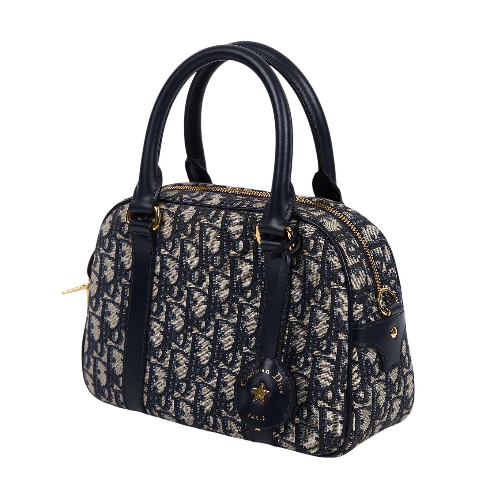 迪奧 CHRISTIAN DIOR D-Vibe 保齡球袋 中型 M1340UTZQ 老花保齡球包 背帶/鎖組/購買證明