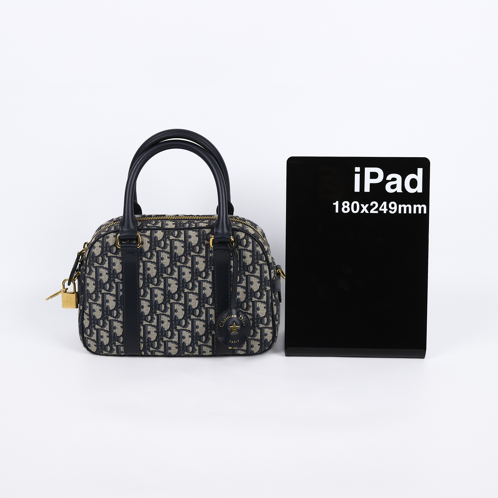 迪奧 CHRISTIAN DIOR D-Vibe 保齡球袋 中型 M1340UTZQ 老花保齡球包 背帶/鎖組/購買證明