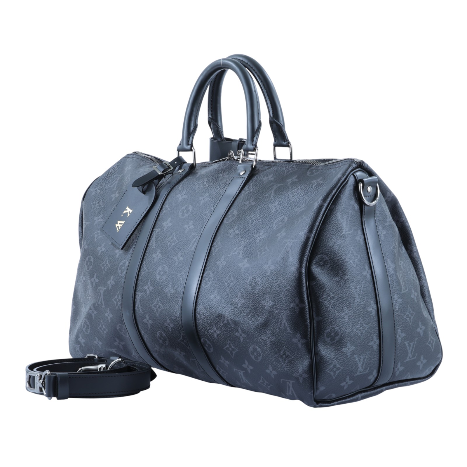 路易威登 LOUIS VUITTON Keepall Bandoulière 45 Eclipse帆布 波士頓包  旅行袋 M40569  背帶/鎖組/購買證明