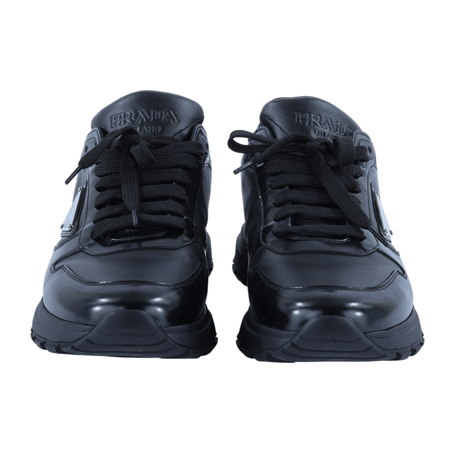 普拉達 PRADA Prax 01 皮革運動鞋 2EE369_3LKI_40 黑亮面皮革運動鞋 無附屬品