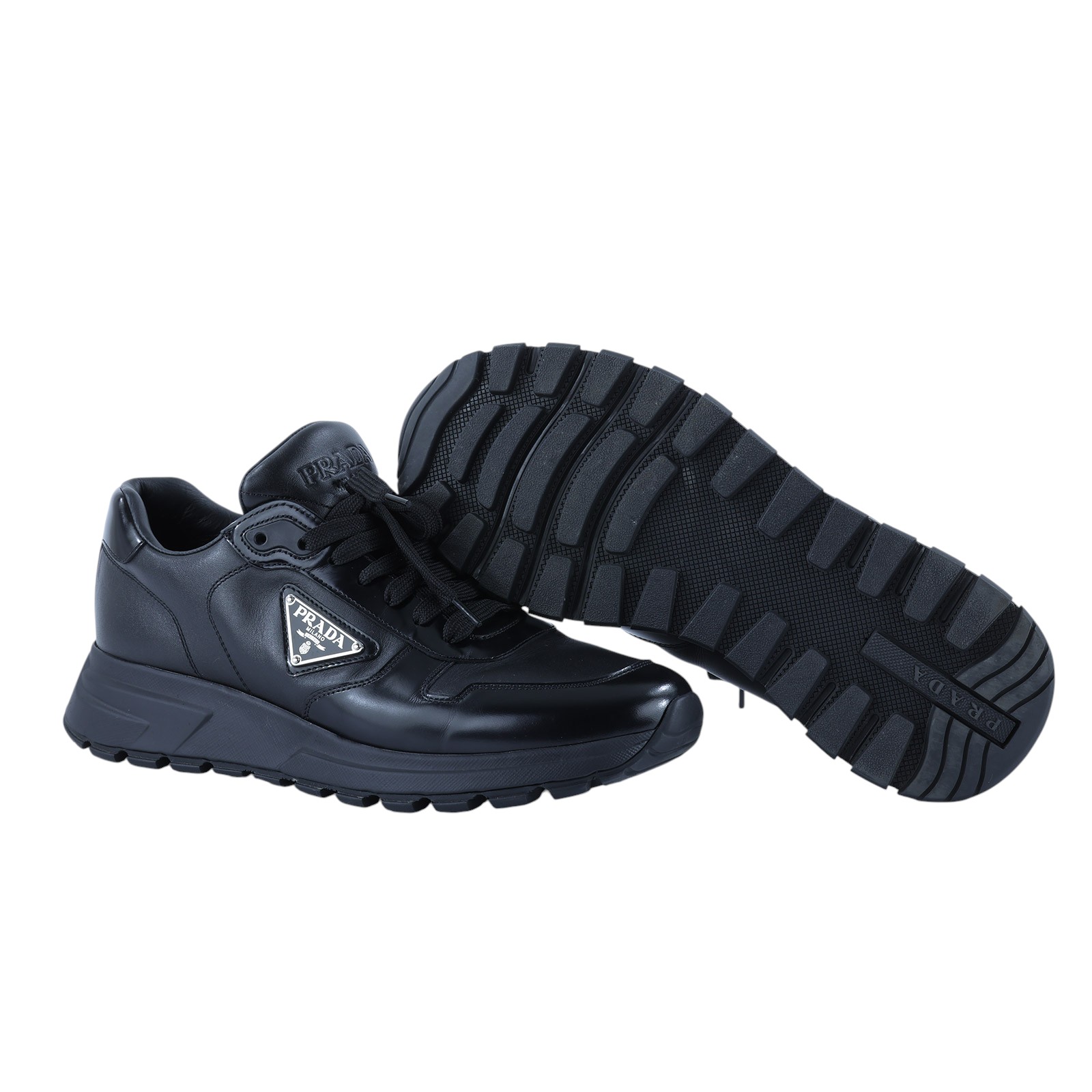 普拉達 PRADA Prax 01 皮革運動鞋 2EE369_3LKI_40 黑亮面皮革運動鞋 無附屬品