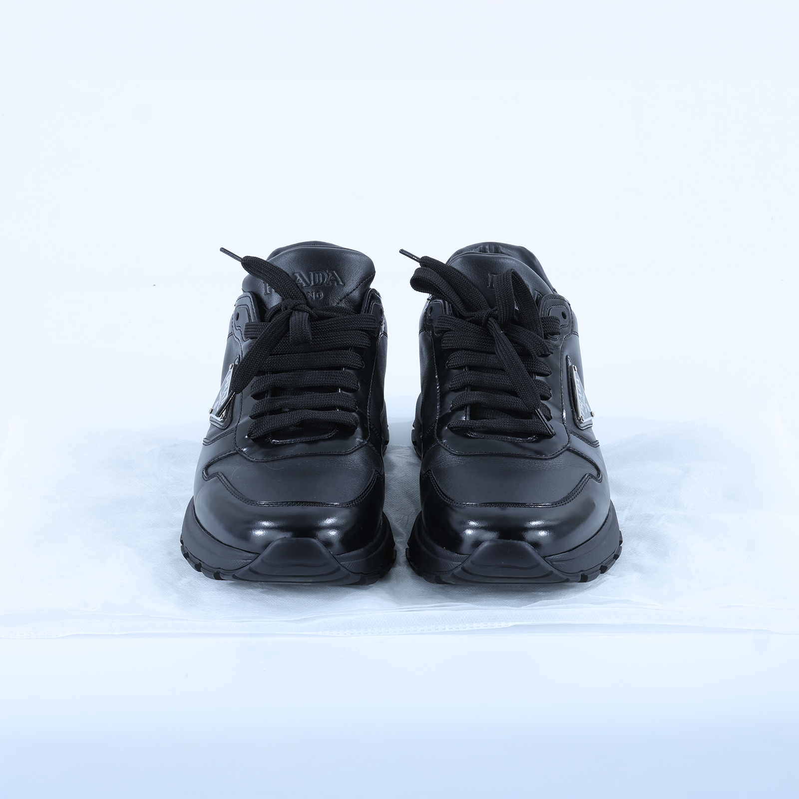 普拉達 PRADA Prax 01 皮革運動鞋 2EE369_3LKI_40 黑亮面皮革運動鞋 無附屬品