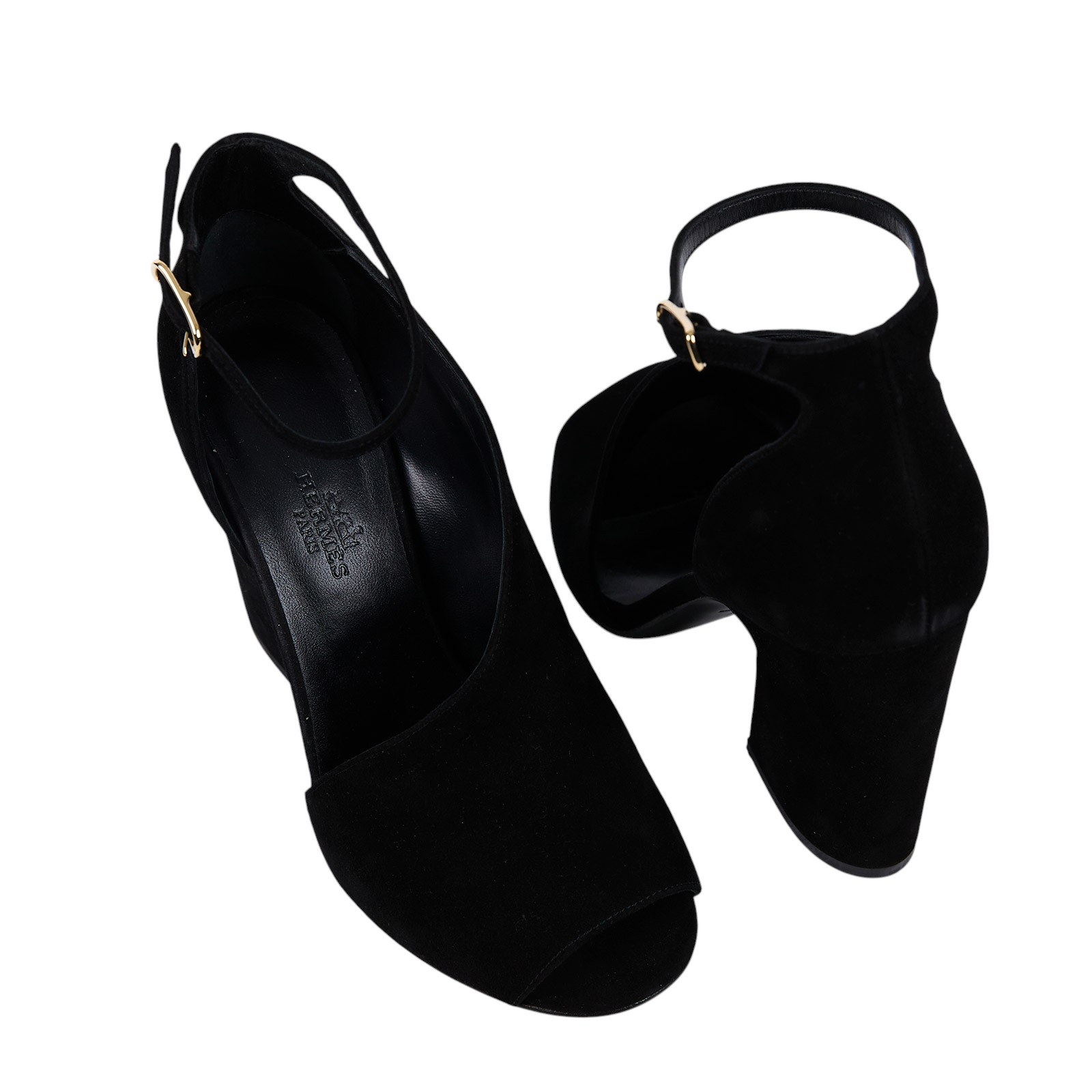 愛馬仕 Hermes 踝帶 高跟 涼鞋 H162056Zv02370 #37 黑麂皮高跟鞋 原廠盒子/防塵袋