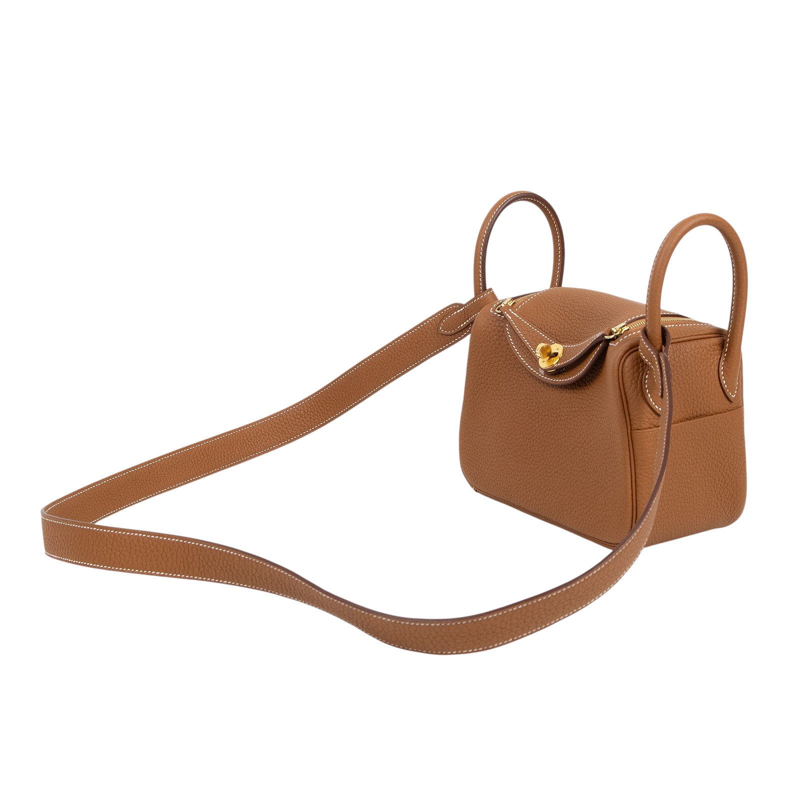 愛馬仕 Hermes Lindy 琳迪包 迷你 金棕色 金色五金 H079086CC37 B 金金LINDY MINI 原廠盒子/防塵袋/韓國購買證明