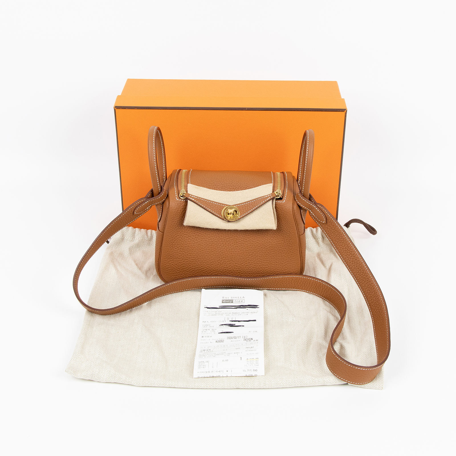 愛馬仕 Hermes Lindy 琳迪包 迷你 金棕色 金色五金 H079086CC37 B 金金LINDY MINI 原廠盒子/防塵袋/韓國購買證明