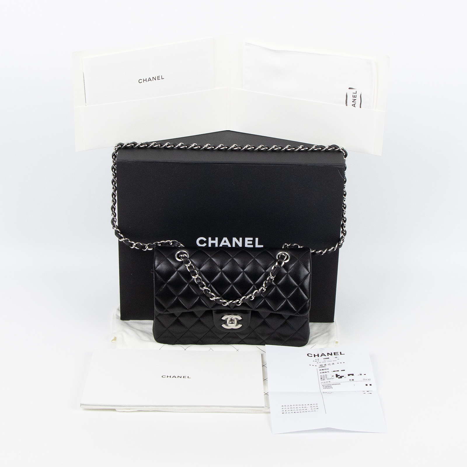 香奈兒 CHANEL CF 經典 小型 口蓋包 A01113 Y01480 黑色羊皮COCO23 原廠盒子/防塵袋/購買證明影本