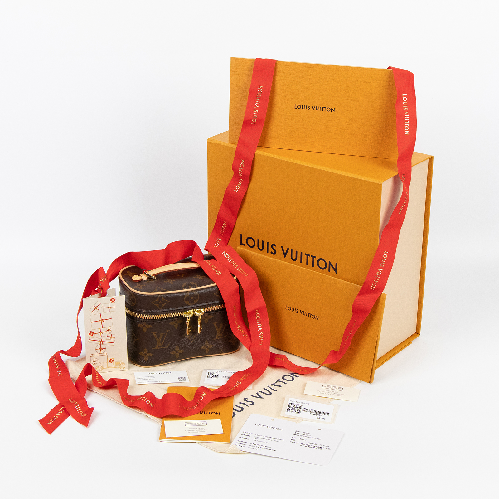 路易威登 LOUIS VUITTON Nice Nano 經典帆布 梳洗袋 化妝箱 M44936 原花Nice Nano化妝包 原廠盒子/防塵袋