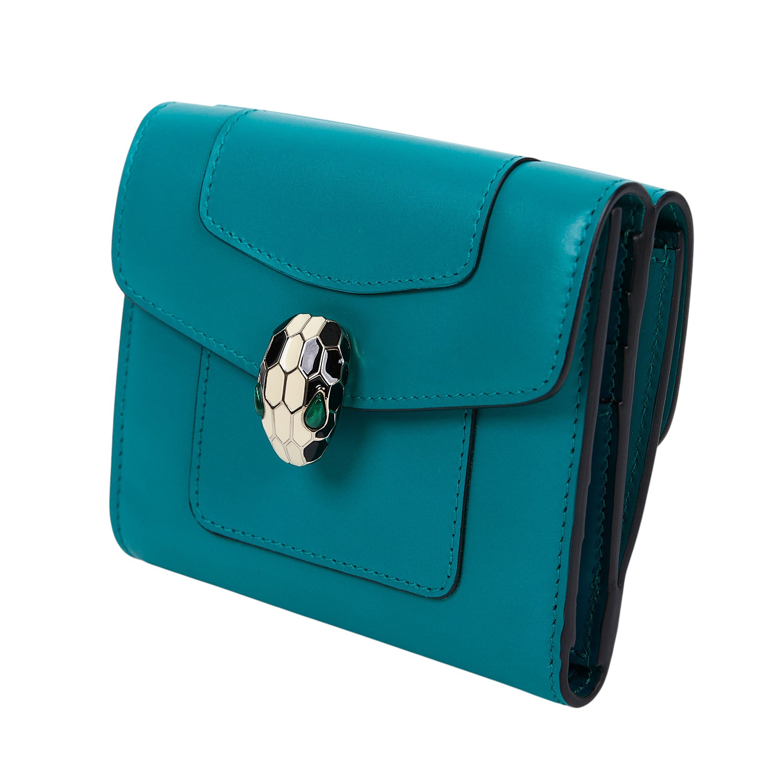 寶格麗 BVLGARI Serpenti Forever 錢包 短夾 288007 綠蛇頭短夾 原廠盒子/保證卡