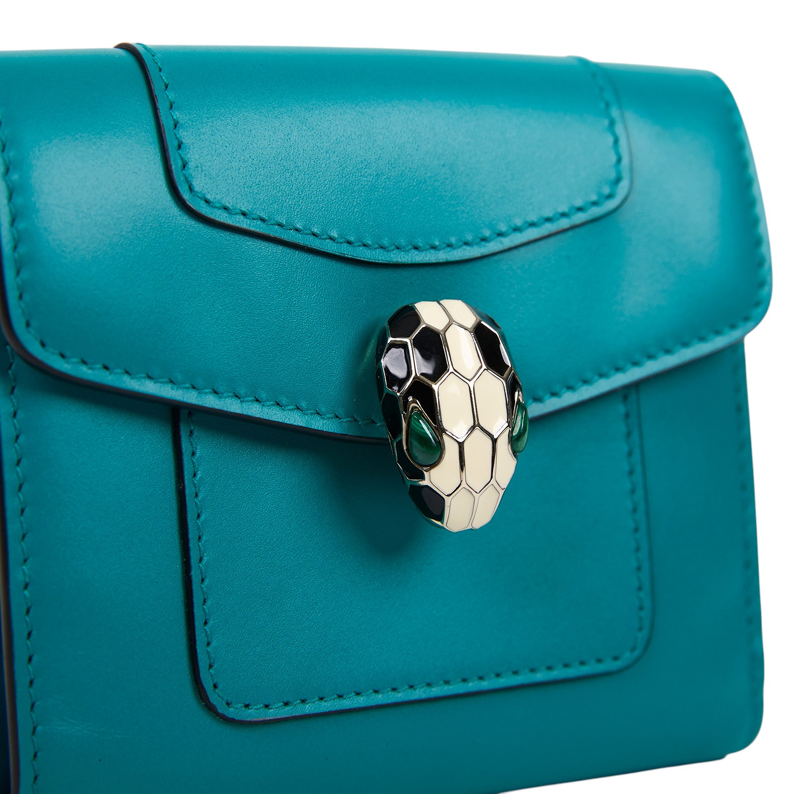 寶格麗 BVLGARI Serpenti Forever 錢包 短夾 288007 綠蛇頭短夾 原廠盒子/保證卡