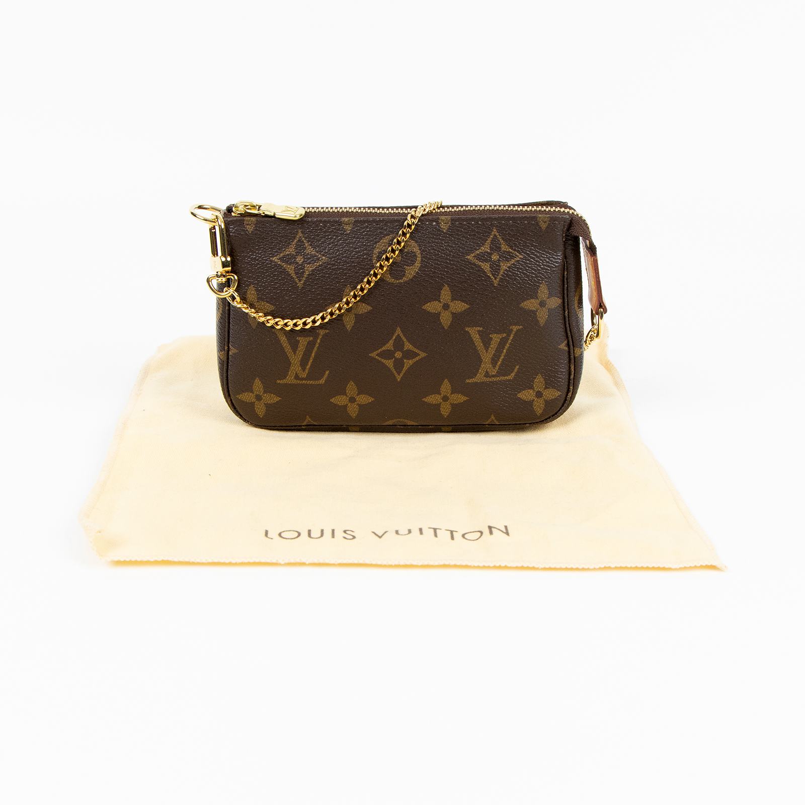 路易威登 LOUIS VUITTON Monogram塗層帆布 鏈帶 迷你小皮包 M58009 原花POUCH 防塵袋
