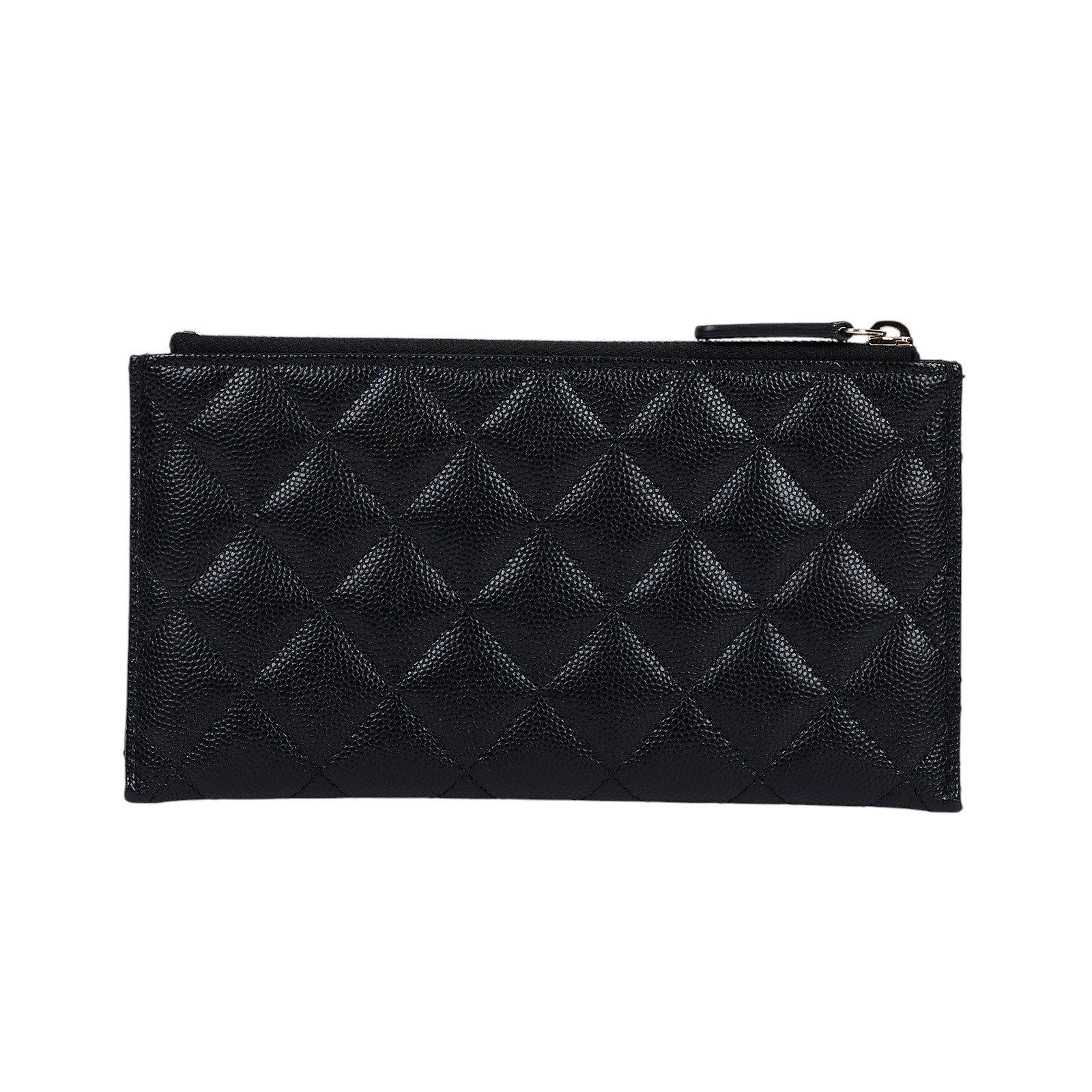 香奈兒 CHANEL CC logo 菱格紋 拉鍊 卡夾 長夾 A84107 Y25378 24開 黑金荔枝一字拉鍊扁型長夾 防塵袋/購買證明/原廠盒子/保證卡