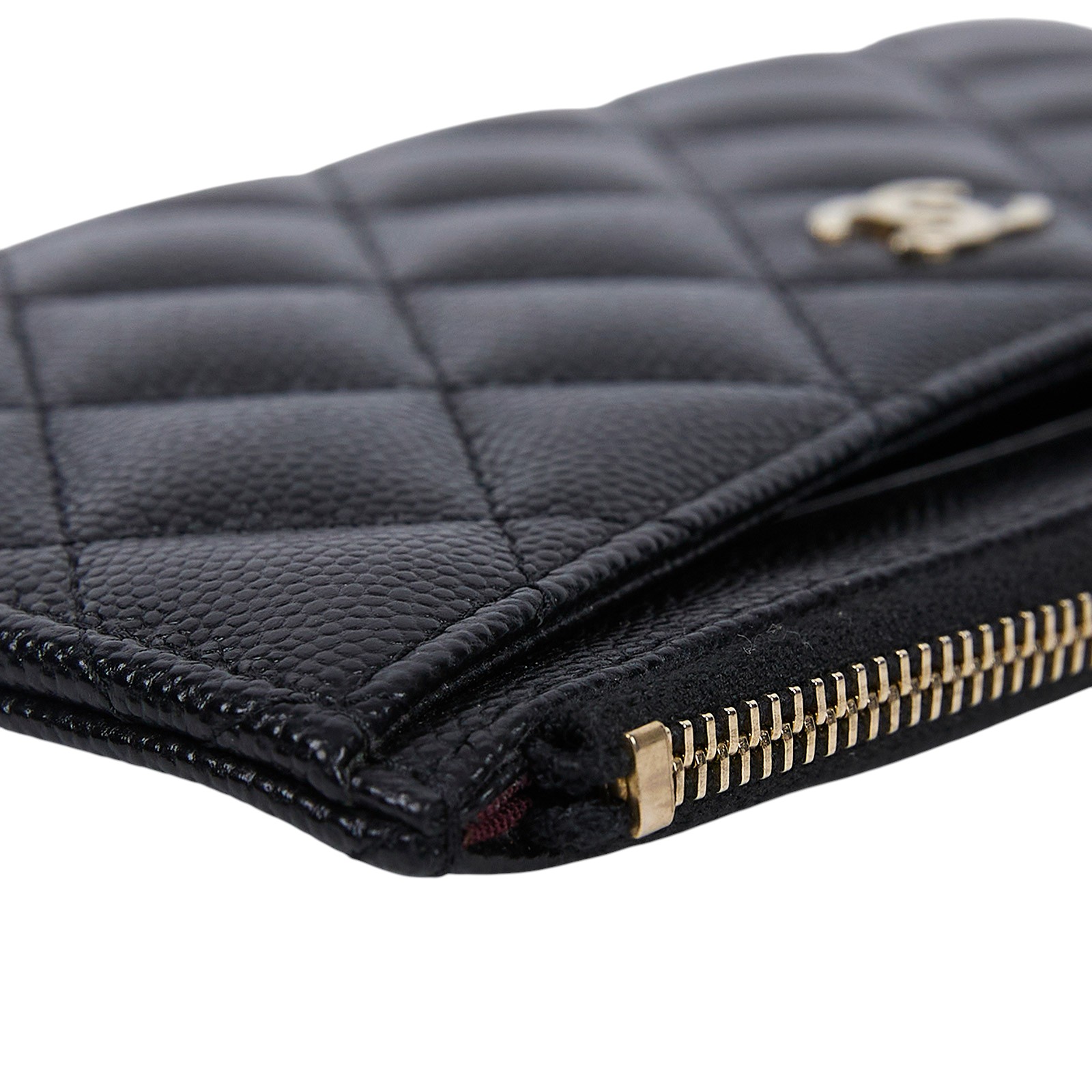 香奈兒 CHANEL CC logo 菱格紋 拉鍊 卡夾 長夾 A84107 Y25378 24開 黑金荔枝一字拉鍊扁型長夾 防塵袋/購買證明/原廠盒子/保證卡