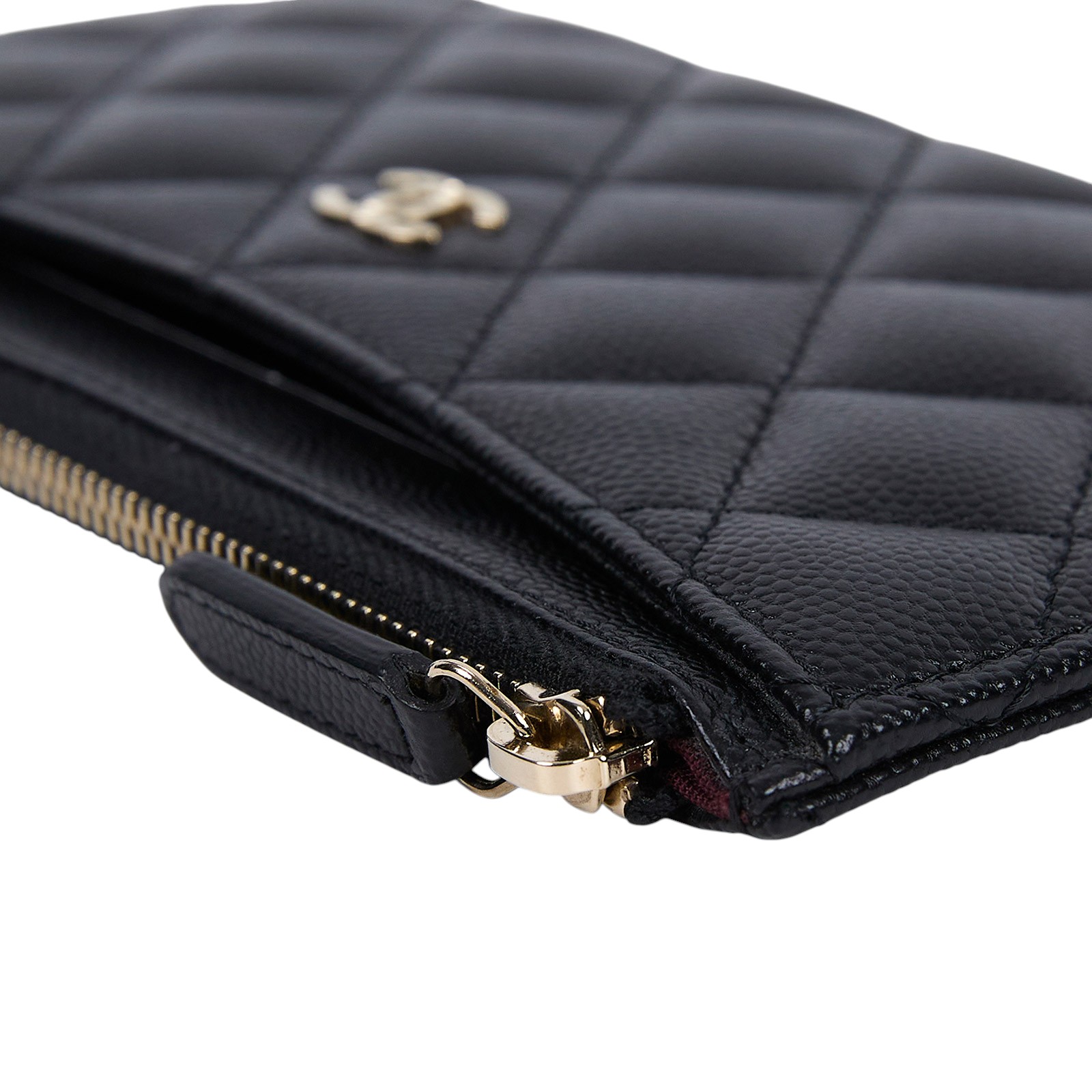 香奈兒 CHANEL CC logo 菱格紋 拉鍊 卡夾 長夾 A84107 Y25378 24開 黑金荔枝一字拉鍊扁型長夾 防塵袋/購買證明/原廠盒子/保證卡