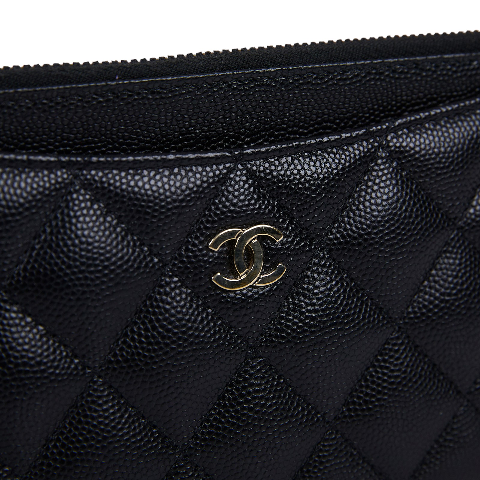 香奈兒 CHANEL CC logo 菱格紋 拉鍊 卡夾 長夾 A84107 Y25378 24開 黑金荔枝一字拉鍊扁型長夾 防塵袋/購買證明/原廠盒子/保證卡