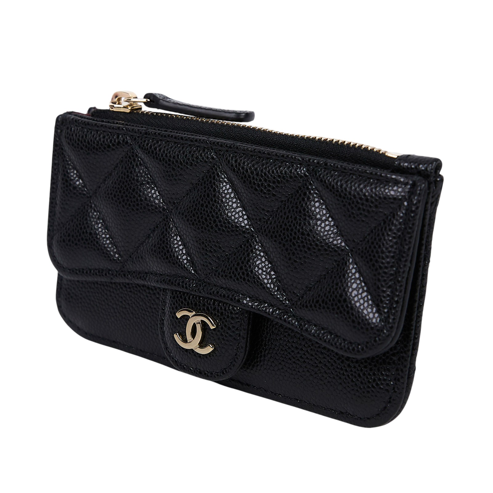 香奈兒 CHANEL CC 拉鏈 卡包 AP2570 B10583 晶片款 黑金荔枝零錢卡包 防塵袋/原廠盒子/購買證明
