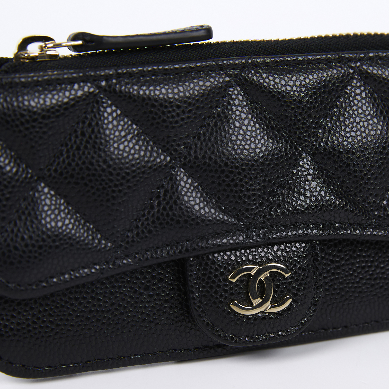 香奈兒 CHANEL CC 拉鏈 卡包 AP2570 B10583 晶片款 黑金荔枝零錢卡包 防塵袋/原廠盒子/購買證明