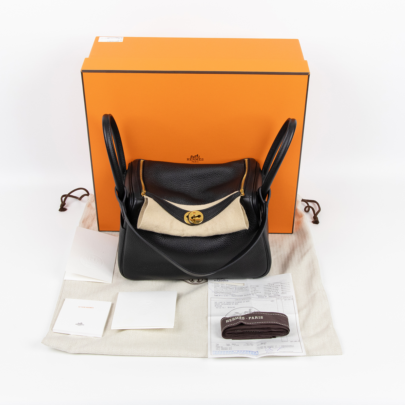 愛馬仕 Hermes Lindy 琳迪包 26 黑色 金色五金 H073428CC89 /W刻  原廠盒子/防塵袋/購買證明