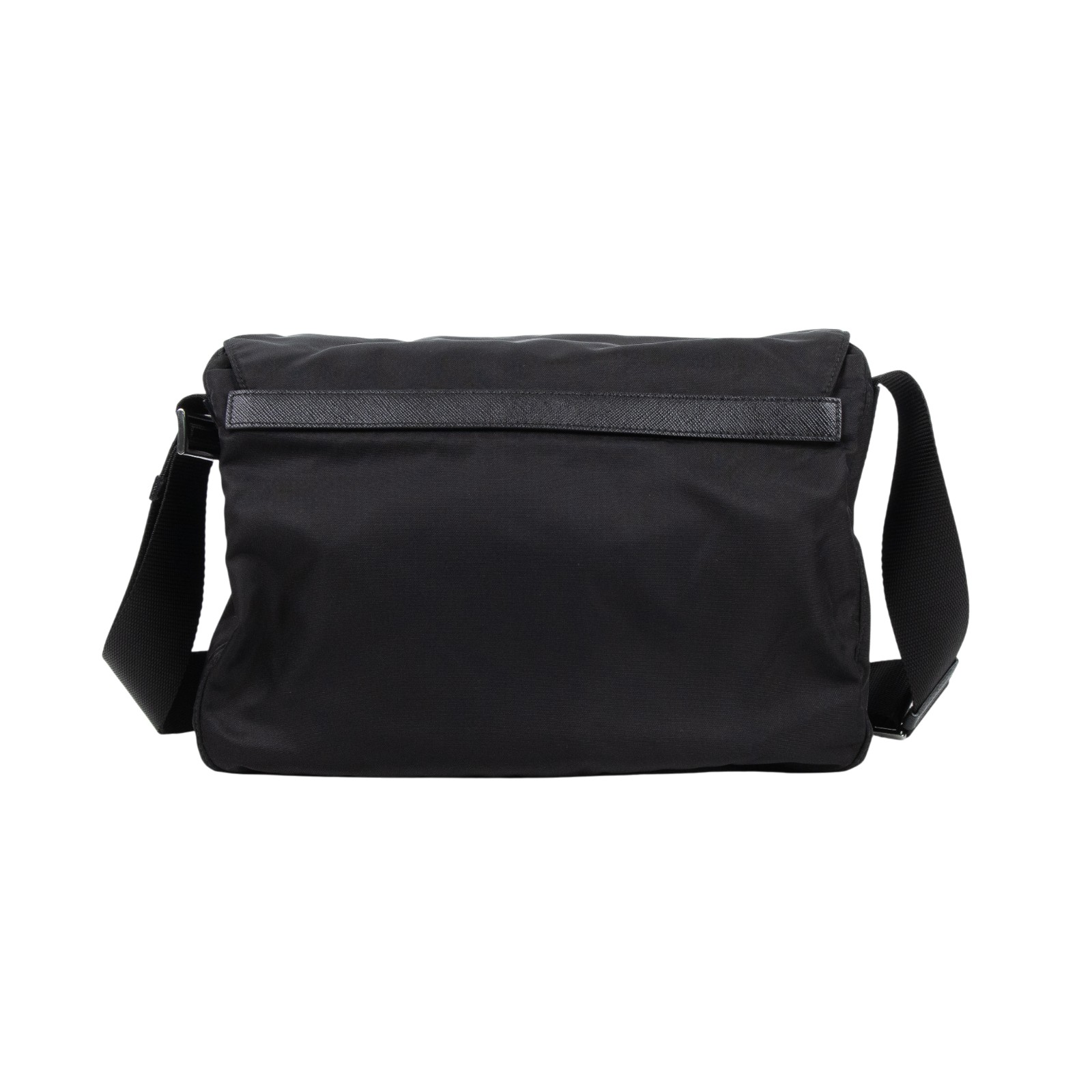 普拉達 PRADA Re-Nylon Saffiano 皮革 肩背袋 2VD768_2DMH 黑尼龍郵差包 防塵袋