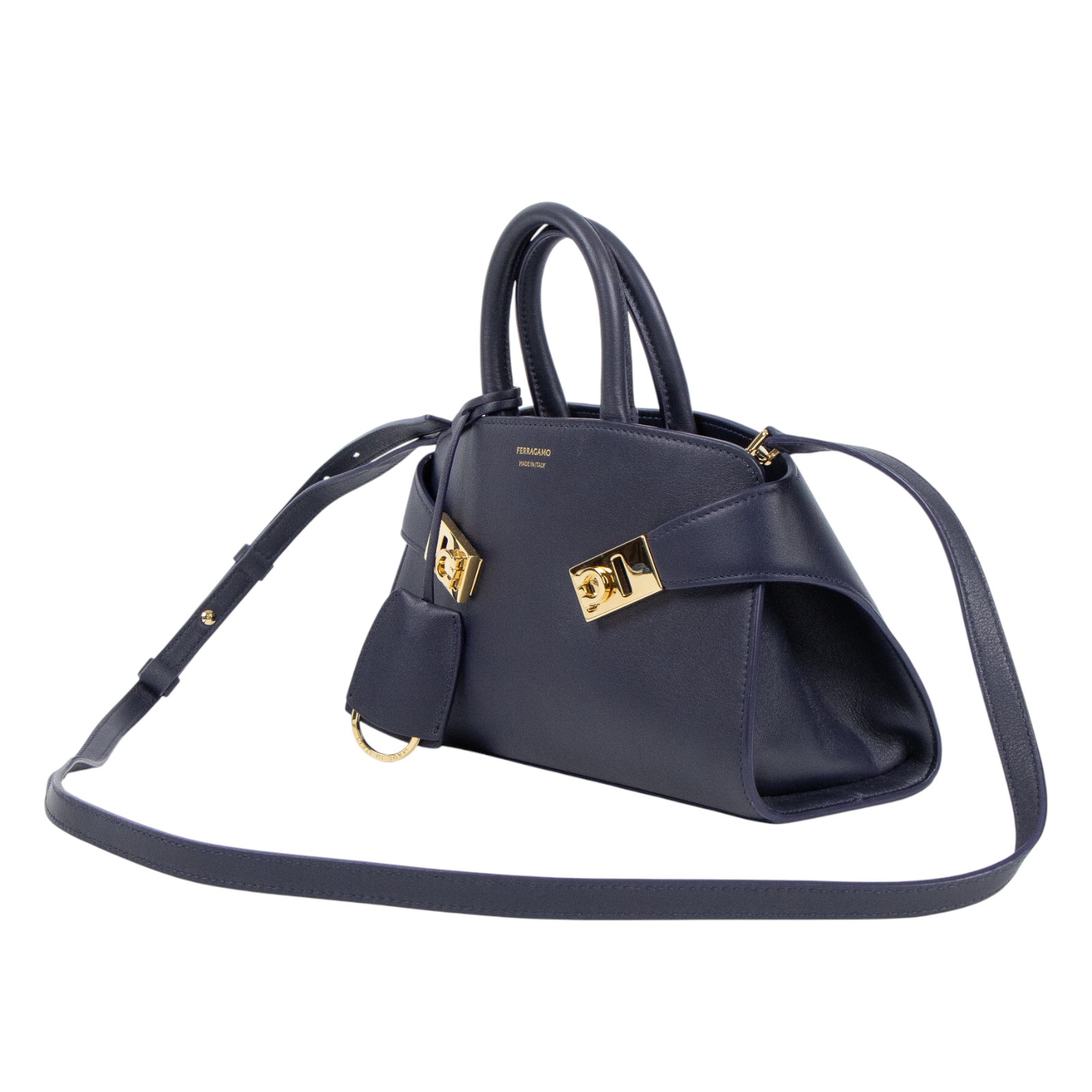 菲拉格慕 SALVATORE FERRAGAMO Hug Mini 肩背包  深藍HUG BAG 背帶