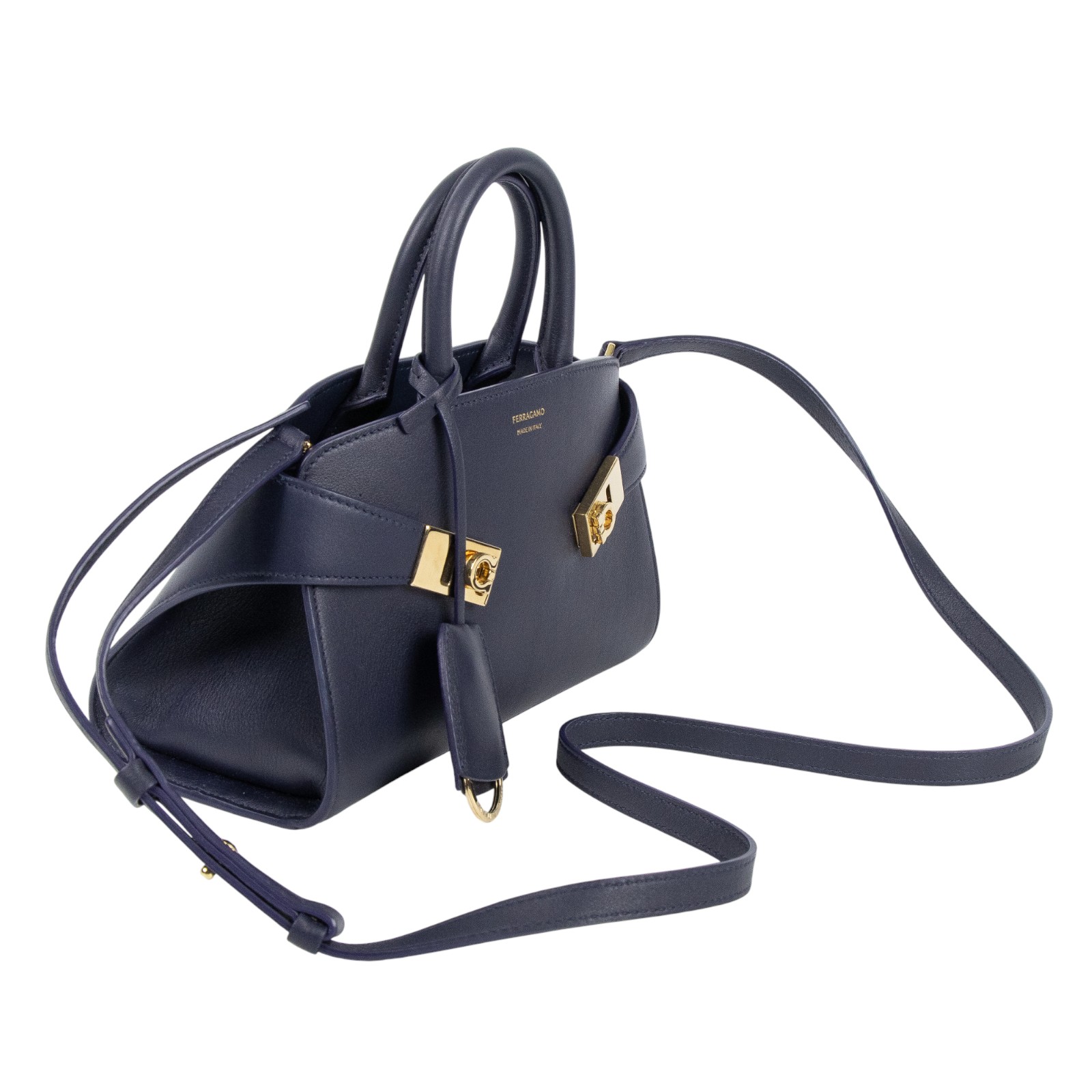 菲拉格慕 SALVATORE FERRAGAMO Hug Mini 肩背包  深藍HUG BAG 背帶