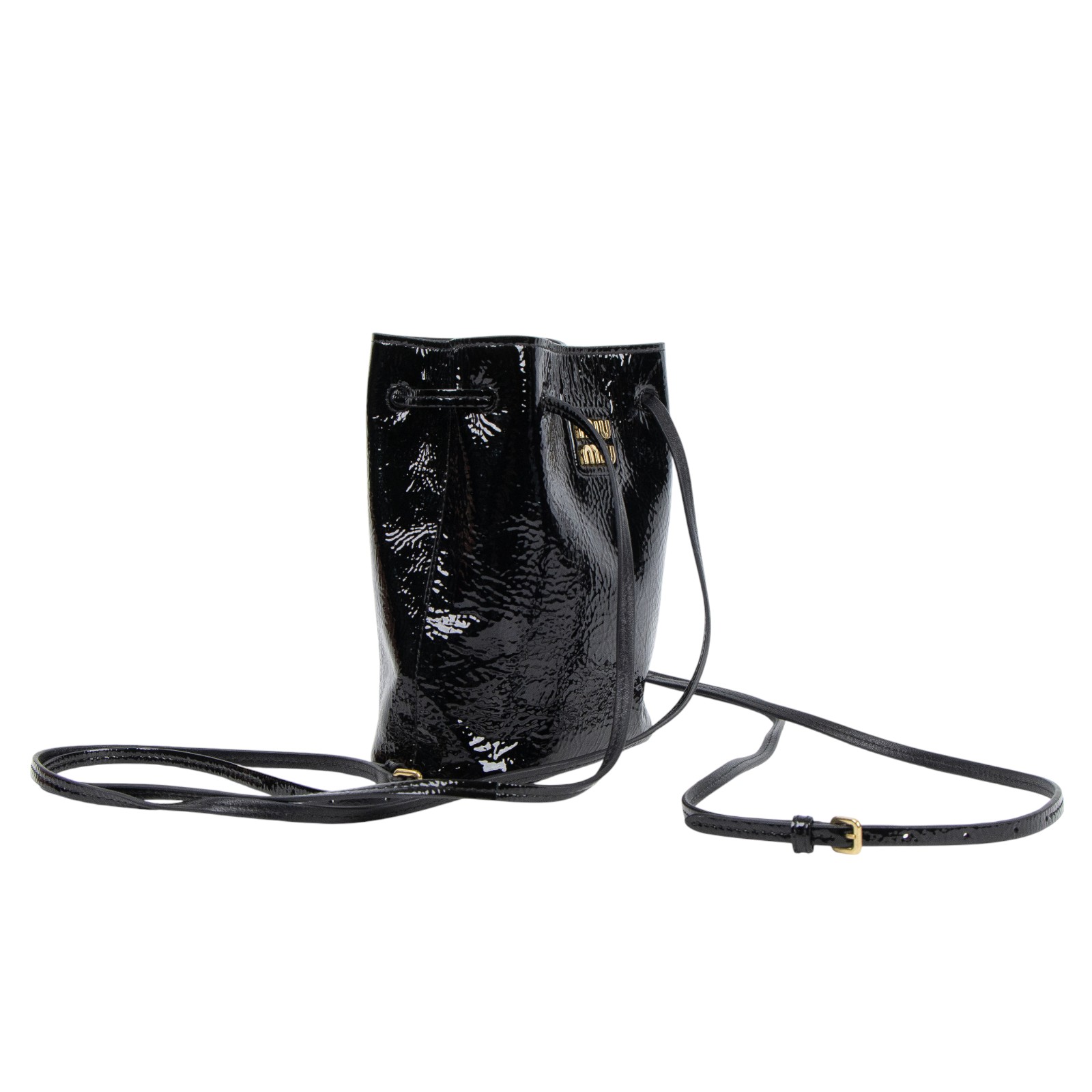 繆繆 MIU MIU 納帕皮革 迷你袋 漆皮 5NF460_ADNT 黑亮面水桶包 防塵袋