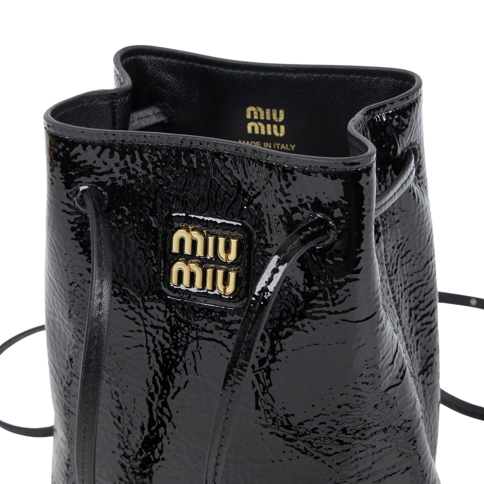 繆繆 MIU MIU 納帕皮革 迷你袋 漆皮 5NF460_ADNT 黑亮面水桶包 防塵袋