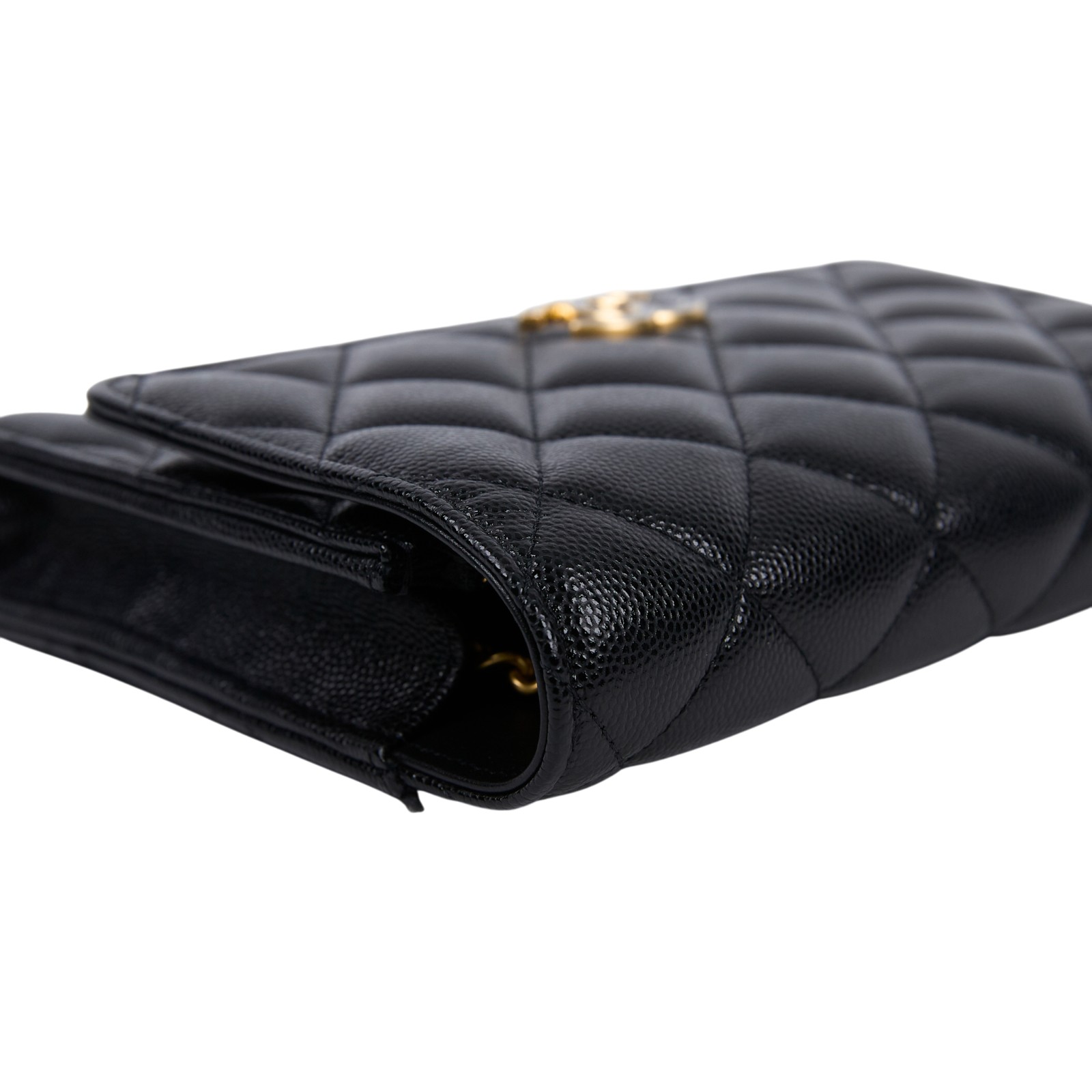 香奈兒 CHANEL 雙C LOGO WOC 單肩包 斜肩包 AP3755 晶片款 黑荔枝星星背帶WOC 18CM 原廠盒子/防塵袋