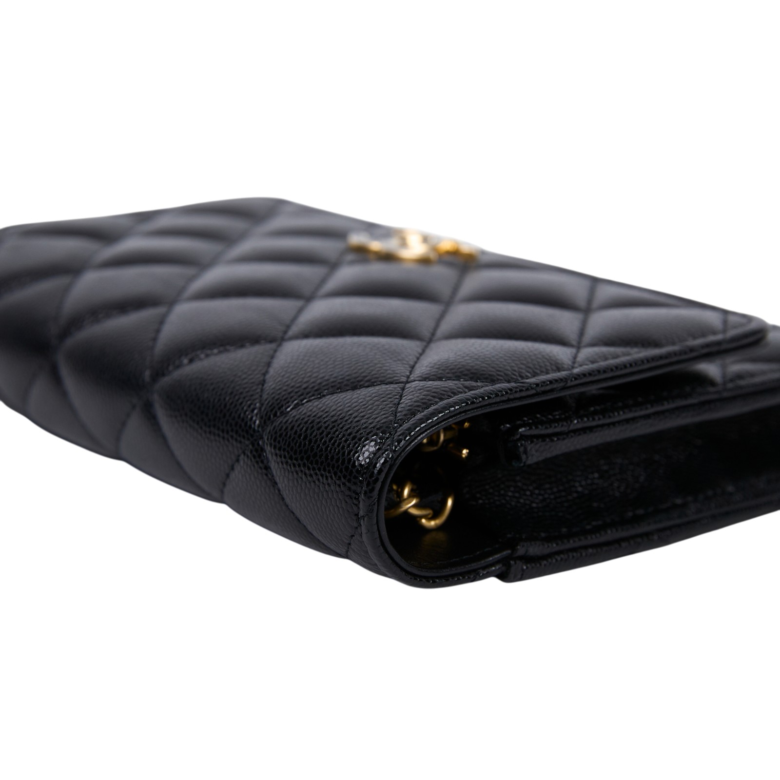 香奈兒 CHANEL 雙C LOGO WOC 單肩包 斜肩包 AP3755 晶片款 黑荔枝星星背帶WOC 18CM 原廠盒子/防塵袋