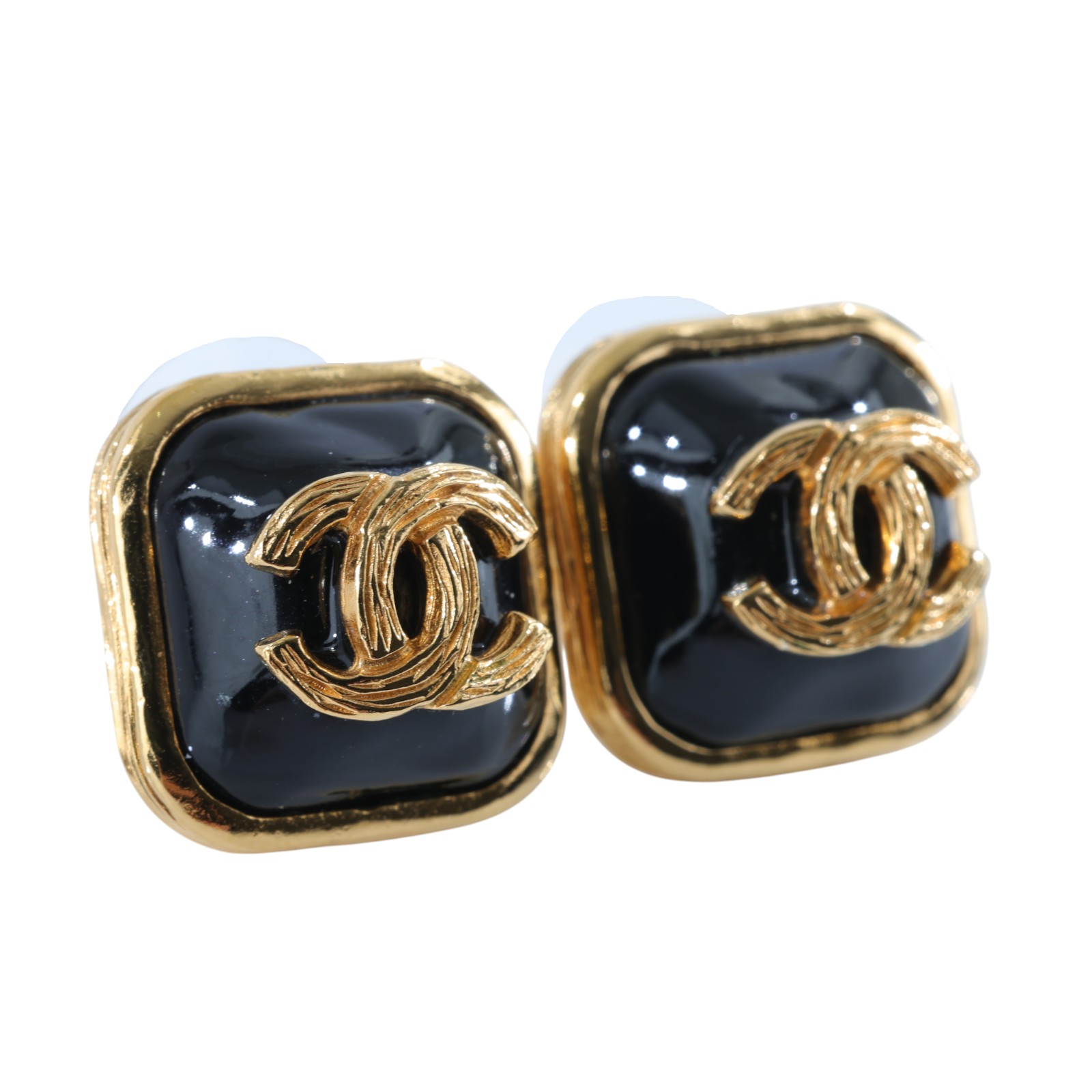 香奈兒 CHANEL CC 橢圓 耳環 B20K 黑金雙C耳環 原廠盒子