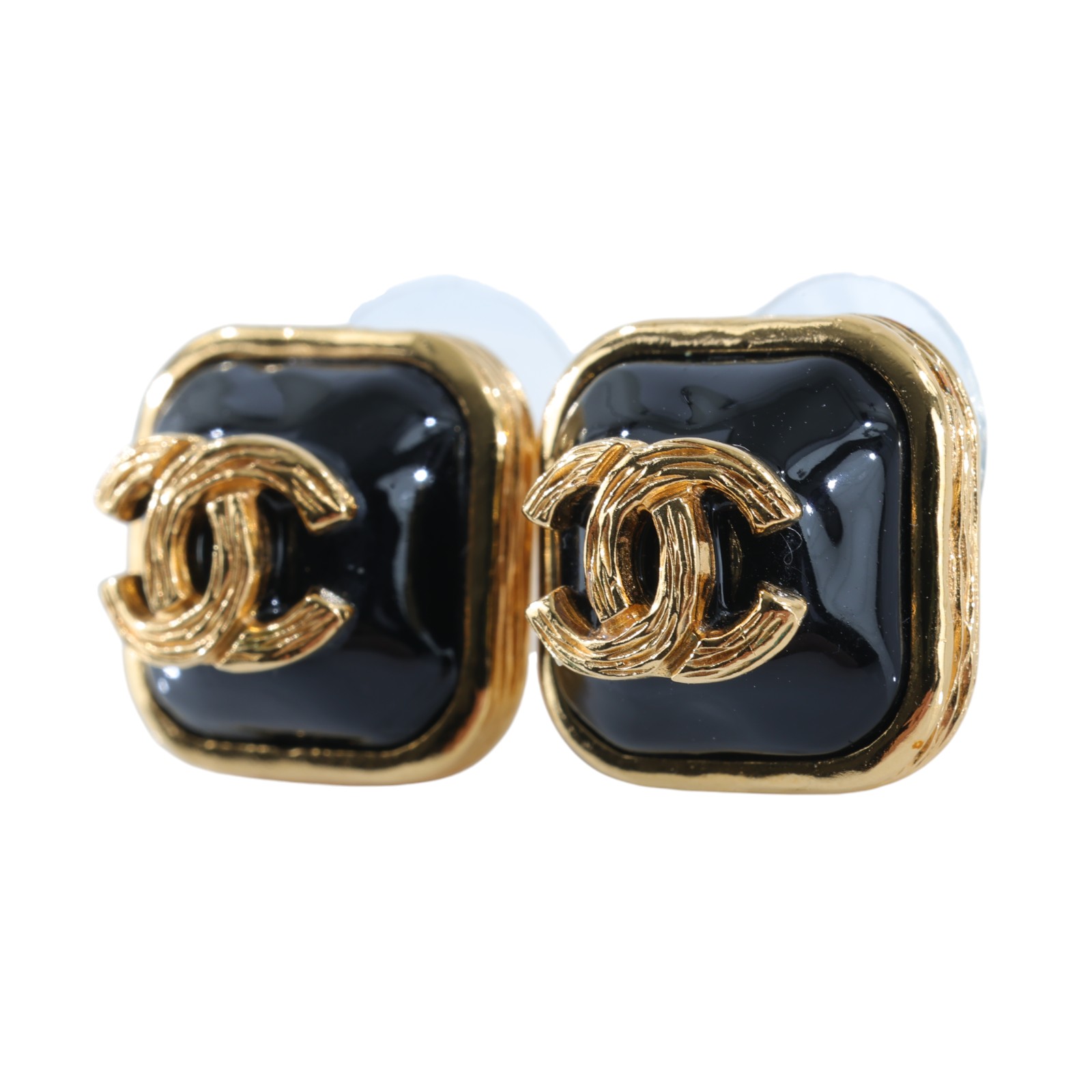 香奈兒 CHANEL CC 橢圓 耳環 B20K 黑金雙C耳環 原廠盒子