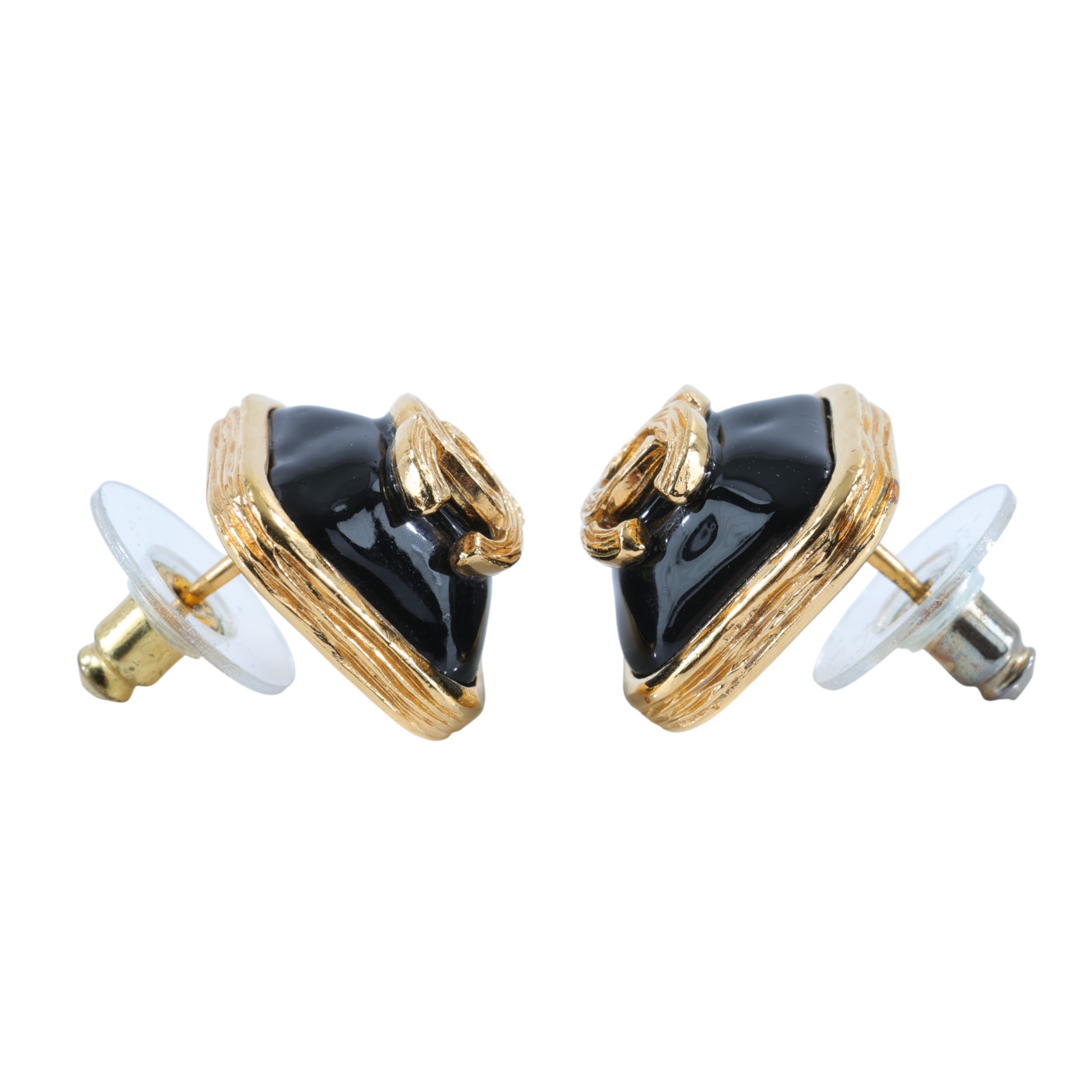 香奈兒 CHANEL CC 橢圓 耳環 B20K 黑金雙C耳環 原廠盒子