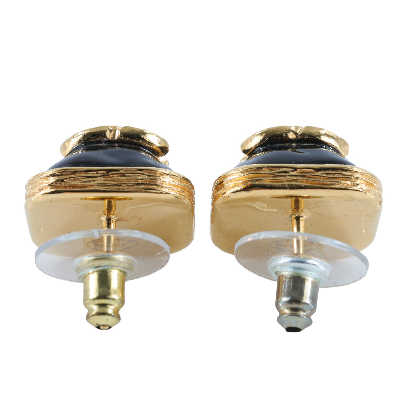 香奈兒 CHANEL CC 橢圓 耳環 B20K 黑金雙C耳環 原廠盒子