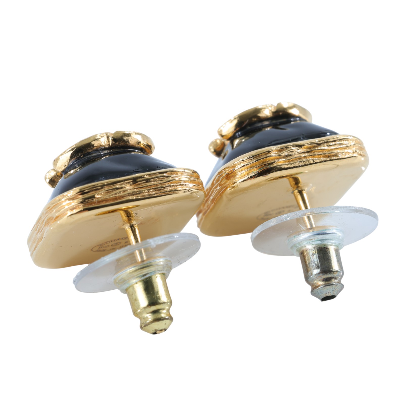 香奈兒 CHANEL CC 橢圓 耳環 B20K 黑金雙C耳環 原廠盒子