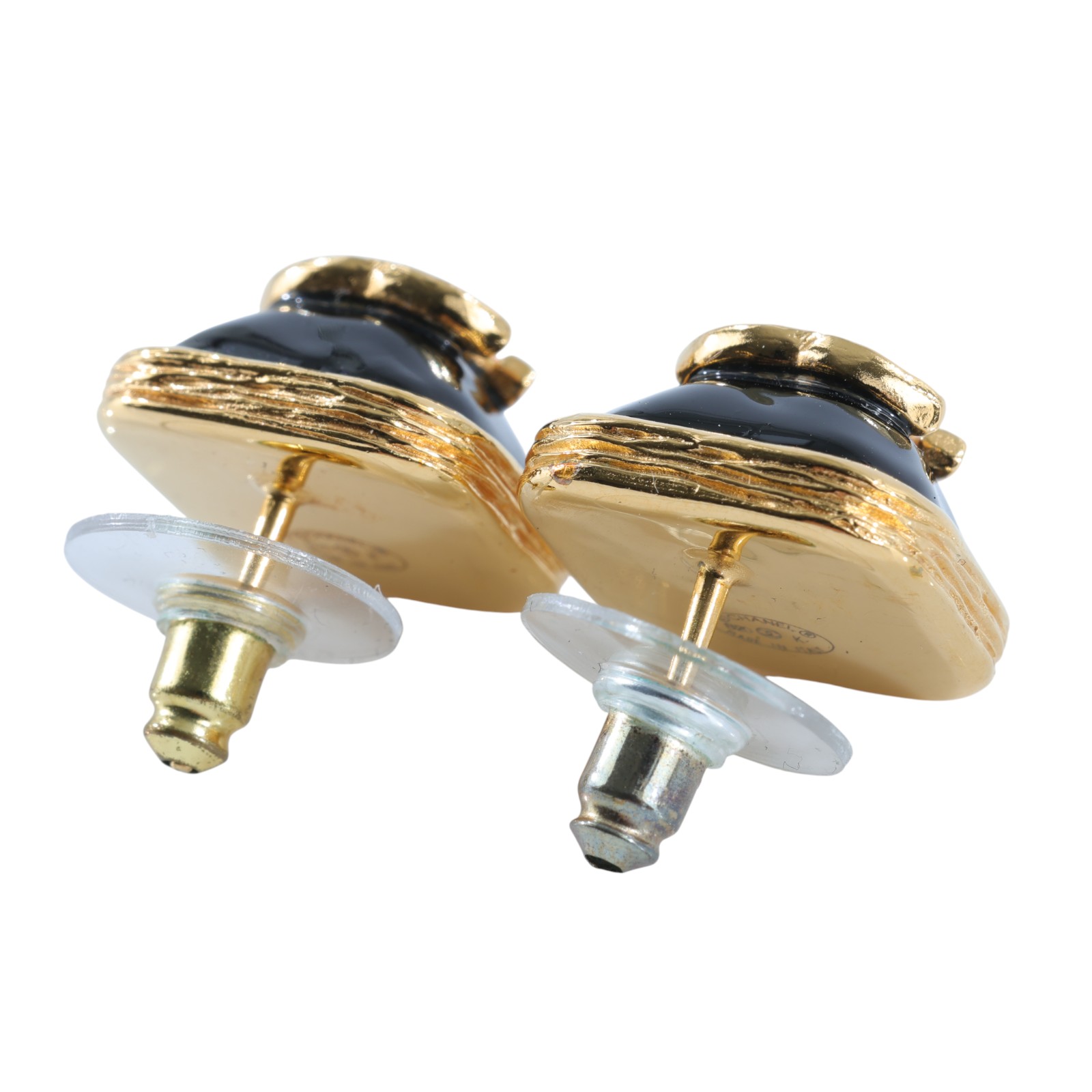 香奈兒 CHANEL CC 橢圓 耳環 B20K 黑金雙C耳環 原廠盒子