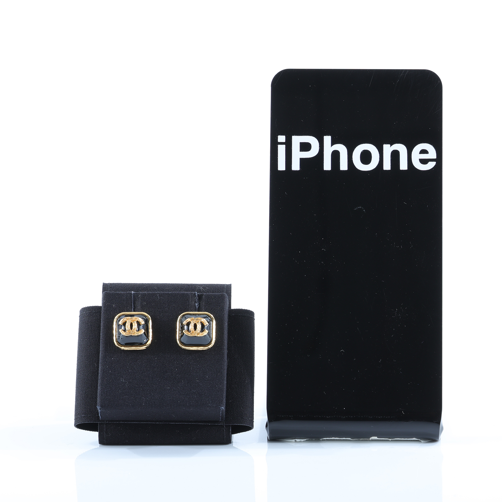 香奈兒 CHANEL CC 橢圓 耳環 B20K 黑金雙C耳環 原廠盒子