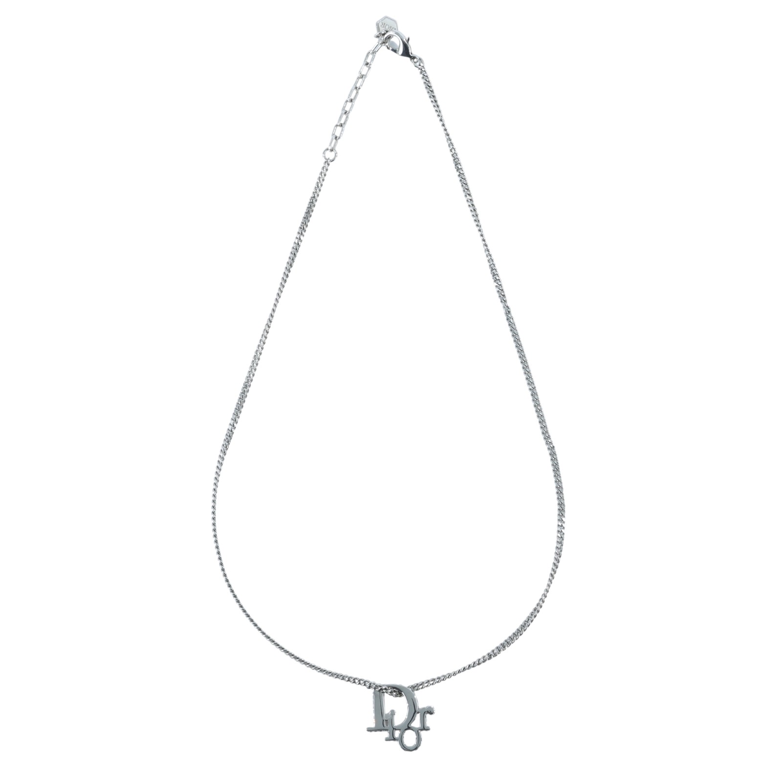 迪奧 CHRISTIAN DIOR CD 項鍊 NI284HOMMT 銀色字母項鍊 原廠盒子
