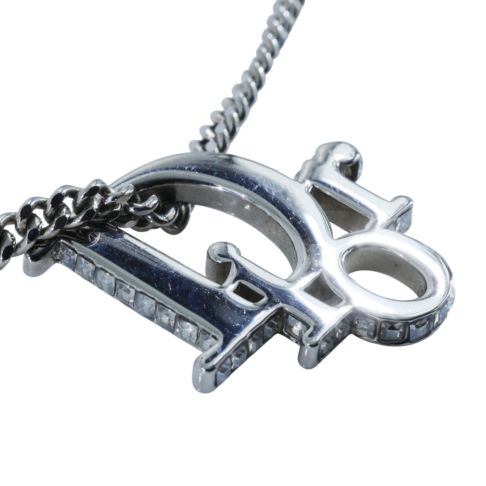 迪奧 CHRISTIAN DIOR CD 項鍊 NI284HOMMT 銀色字母項鍊 原廠盒子