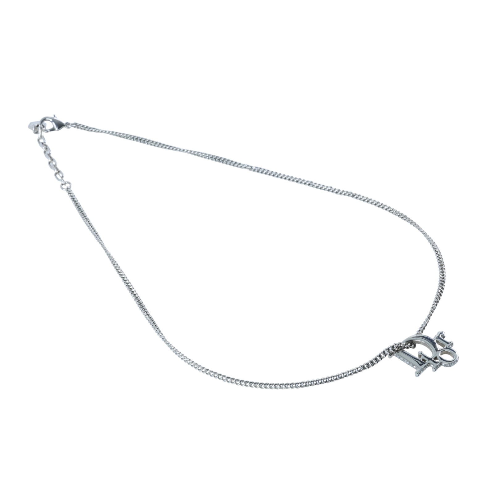 迪奧 CHRISTIAN DIOR CD 項鍊 NI284HOMMT 銀色字母項鍊 原廠盒子