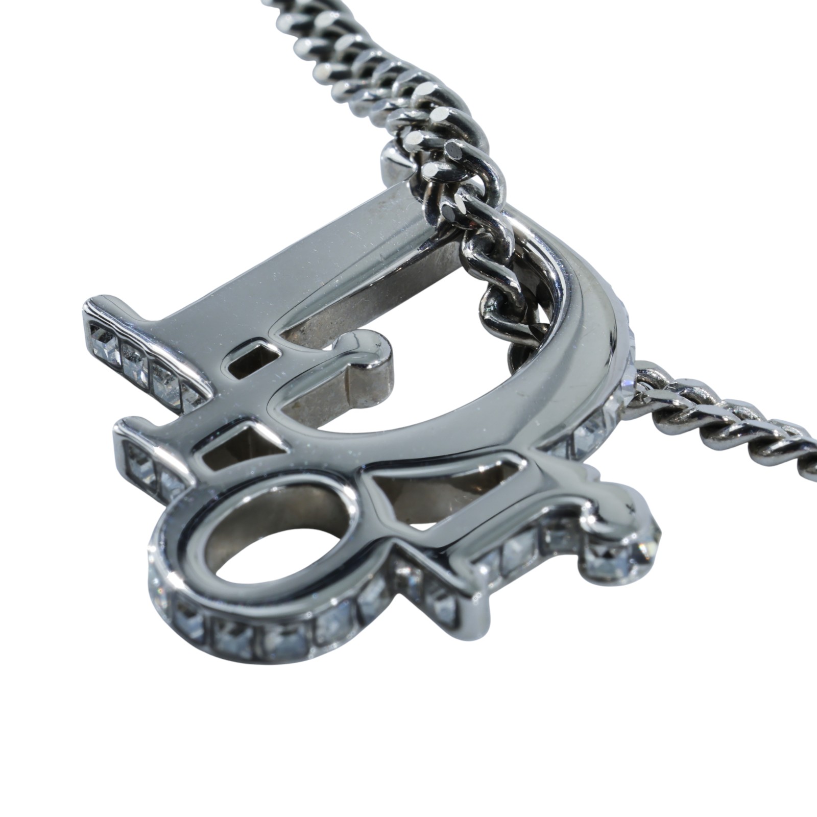 迪奧 CHRISTIAN DIOR CD 項鍊 NI284HOMMT 銀色字母項鍊 原廠盒子