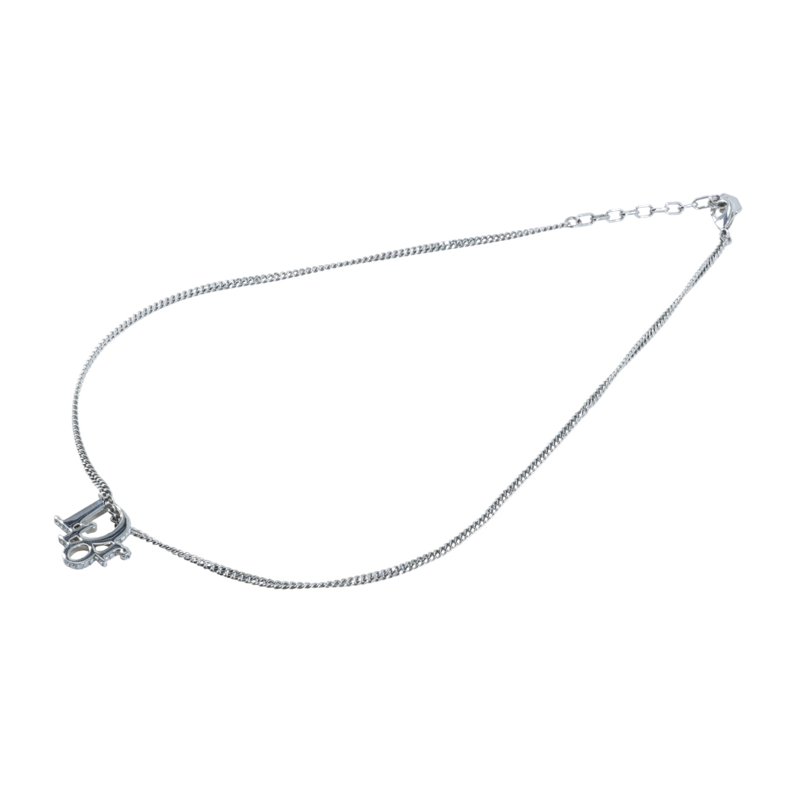迪奧 CHRISTIAN DIOR CD 項鍊 NI284HOMMT 銀色字母項鍊 原廠盒子