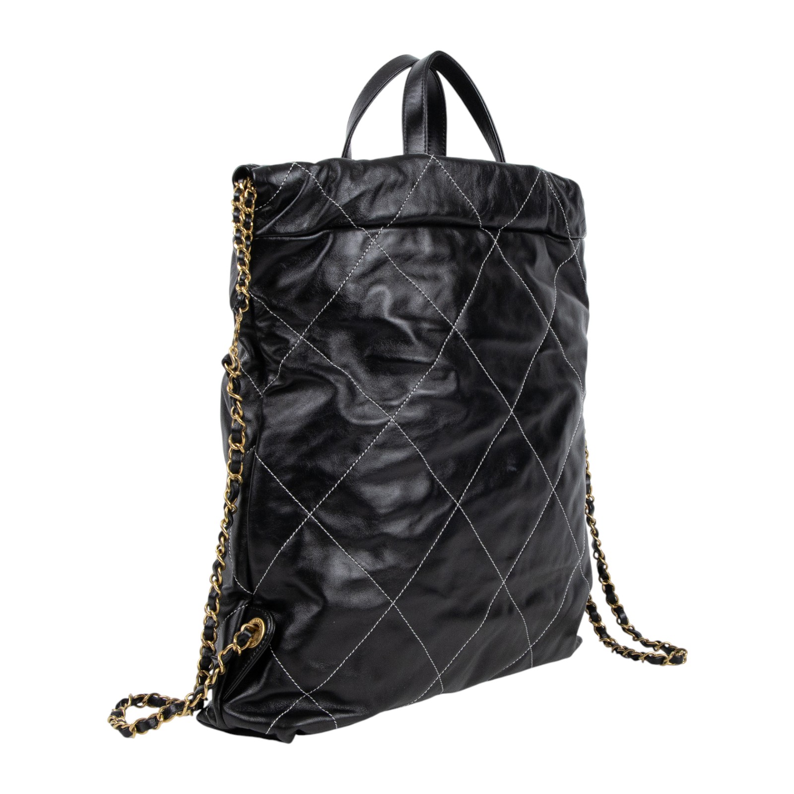 香奈兒 CHANEL 22 皮穿鍊 後背包 AS3859 晶片款 黑22後背包 縫線款 防塵袋