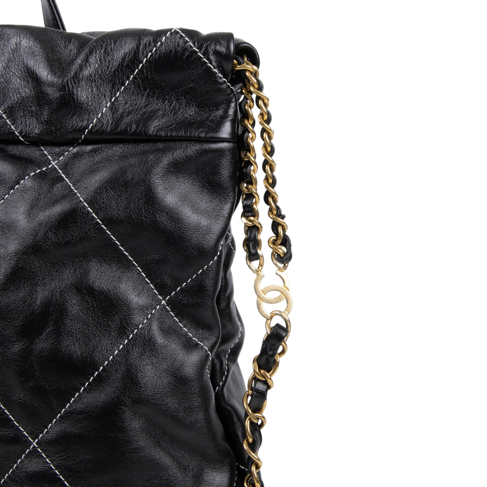 香奈兒 CHANEL 22 皮穿鍊 後背包 AS3859 晶片款 黑22後背包 縫線款 防塵袋