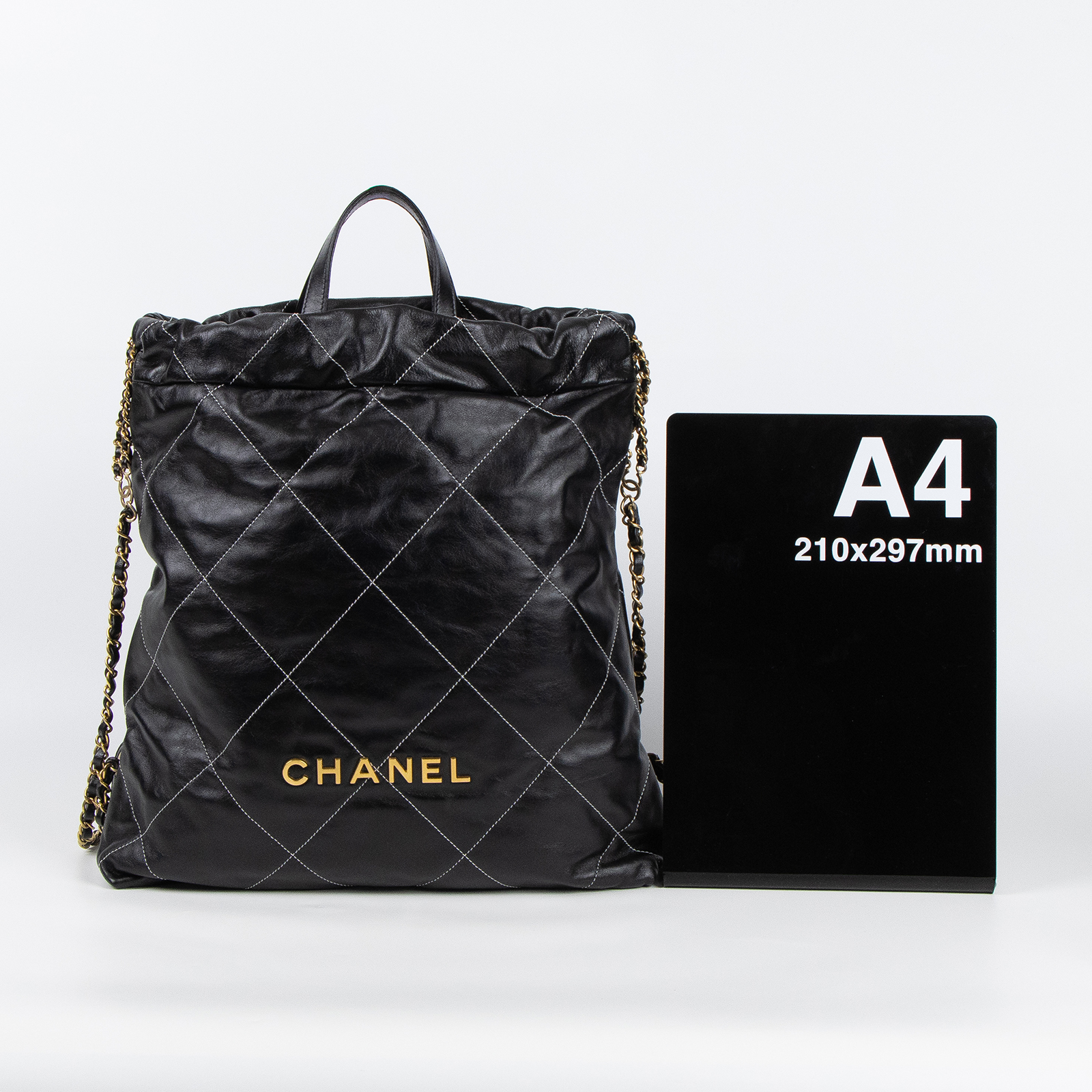 香奈兒 CHANEL 22 皮穿鍊 後背包 AS3859 晶片款 黑22後背包 縫線款 防塵袋