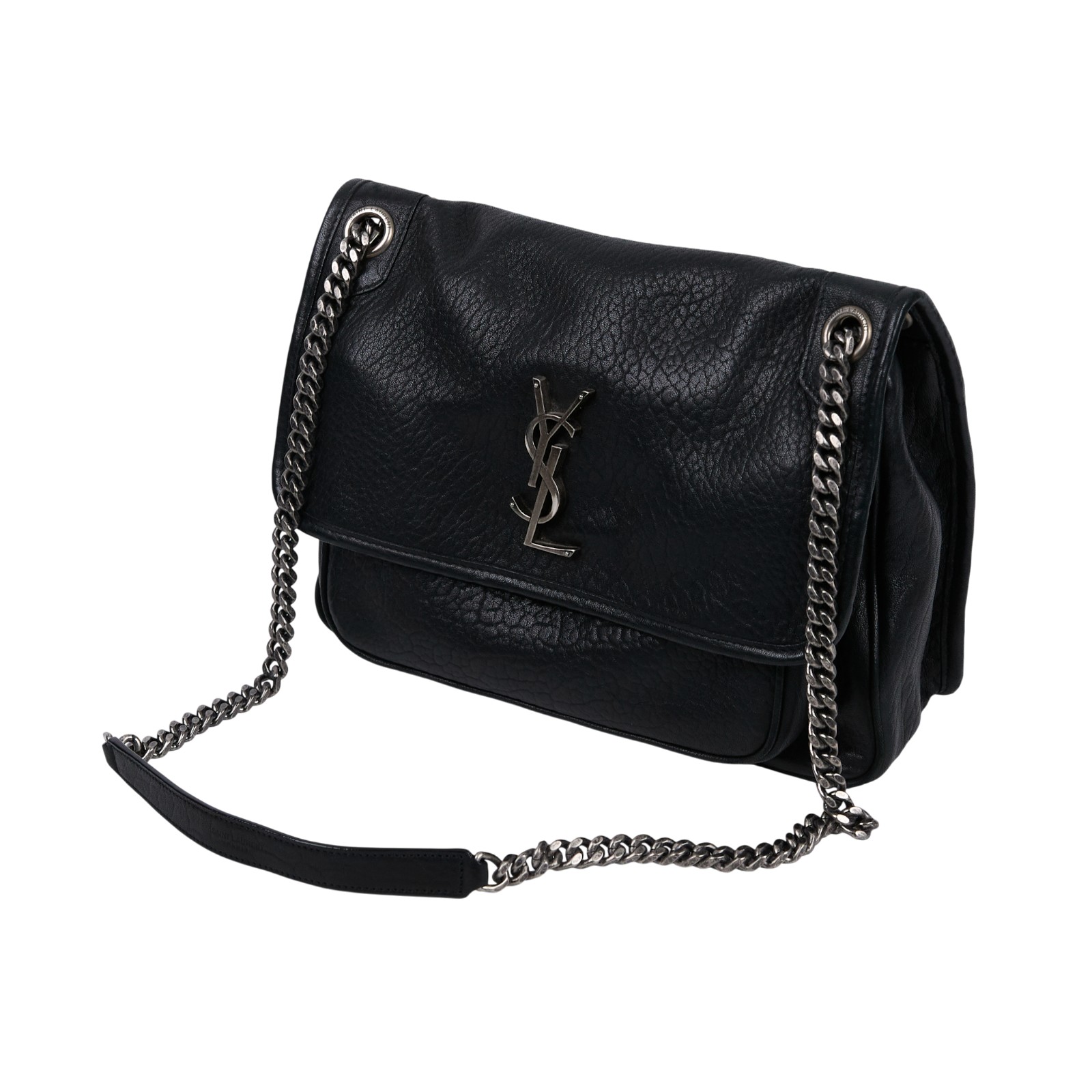 聖羅蘭 YSL SAINT LAURENT Niki 粒面小羊皮 中型 手袋 銀色五金 633178AACIA 黑NIKI粒面小羊皮 中號 防塵袋