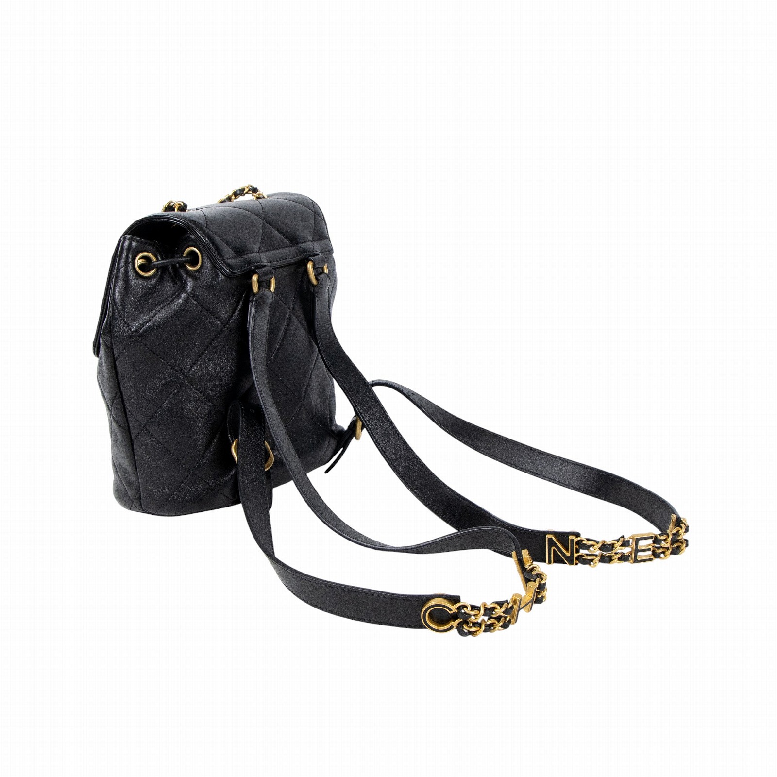 香奈兒 CHANEL Duma 後背包 AS4866 晶片款 黑小金球後背包 防塵袋