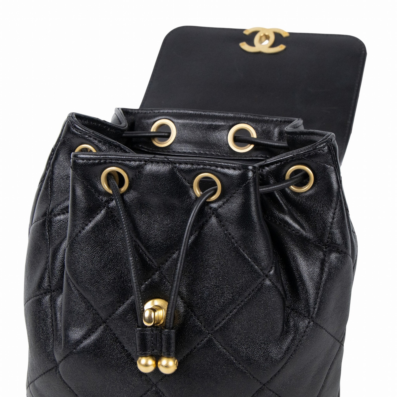 香奈兒 CHANEL Duma 後背包 AS4866 晶片款 黑小金球後背包 防塵袋