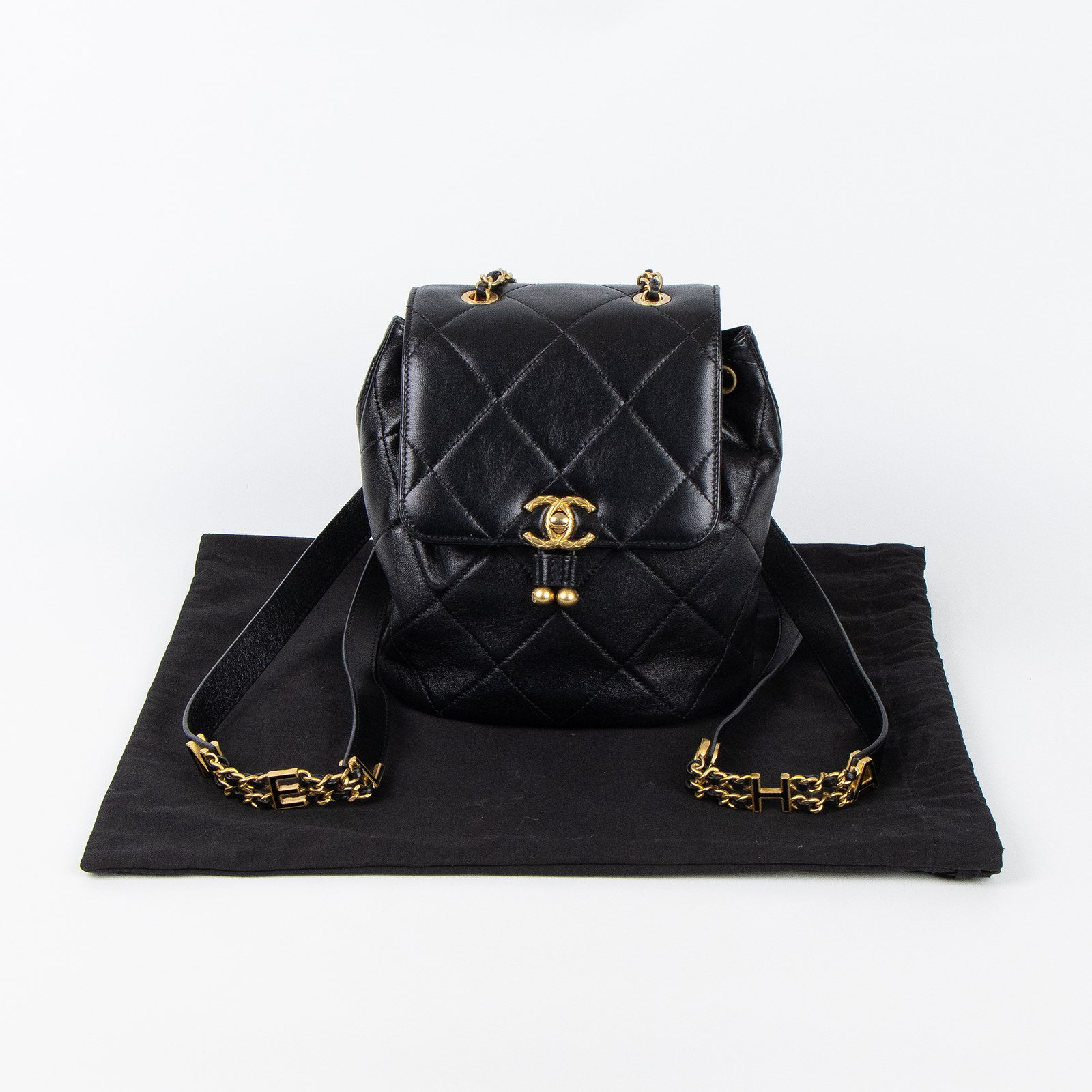 香奈兒 CHANEL Duma 後背包 AS4866 晶片款 黑小金球後背包 防塵袋